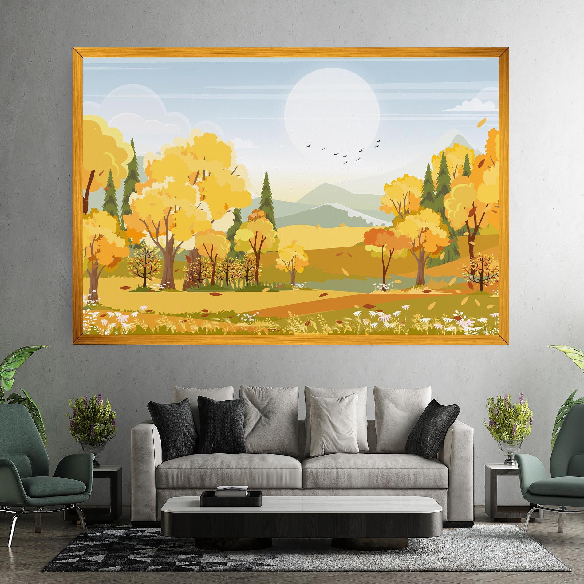 Leinwandbild Autumn Yellow View mockup 7