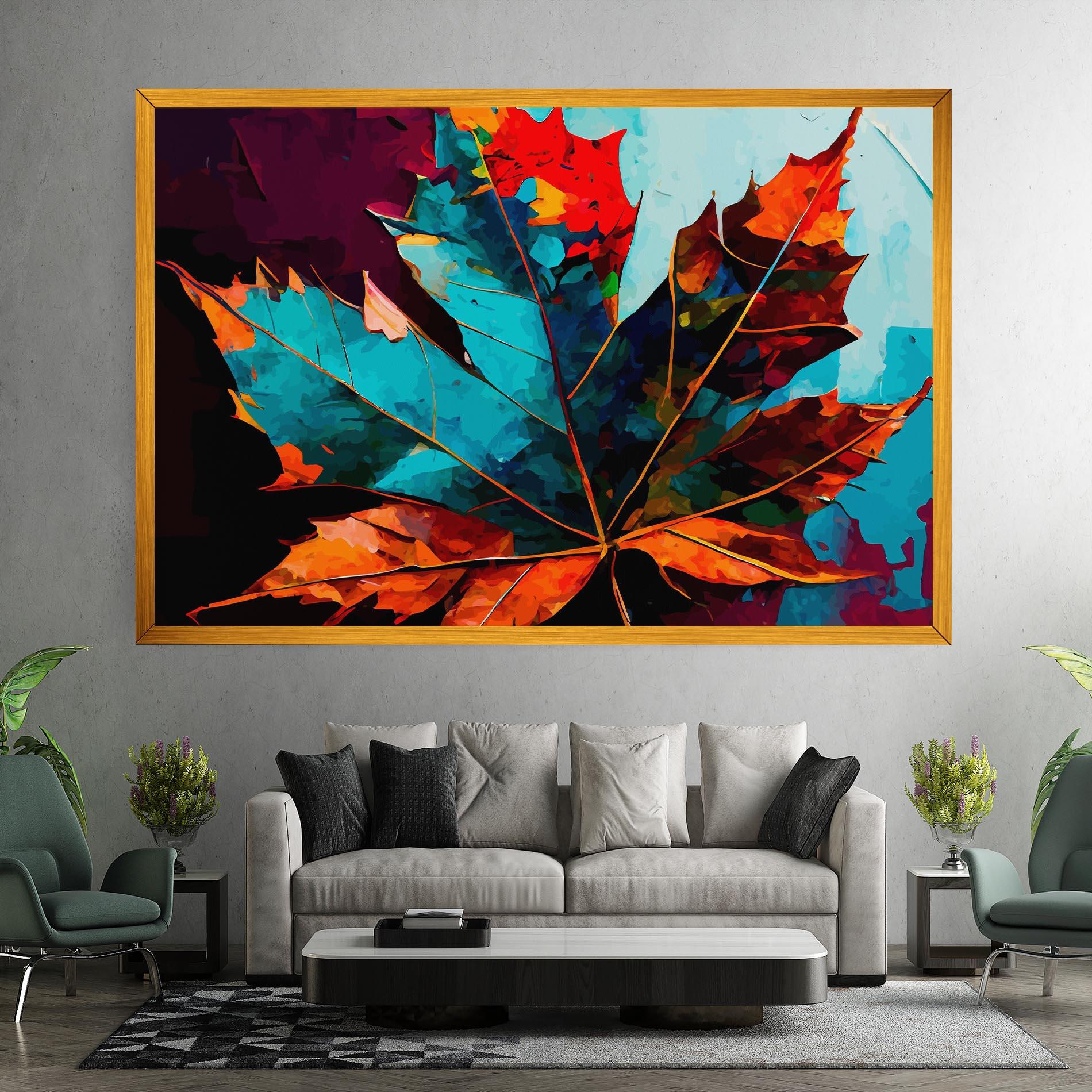 Leinwandbild Blue Orange Leaf mockup 7