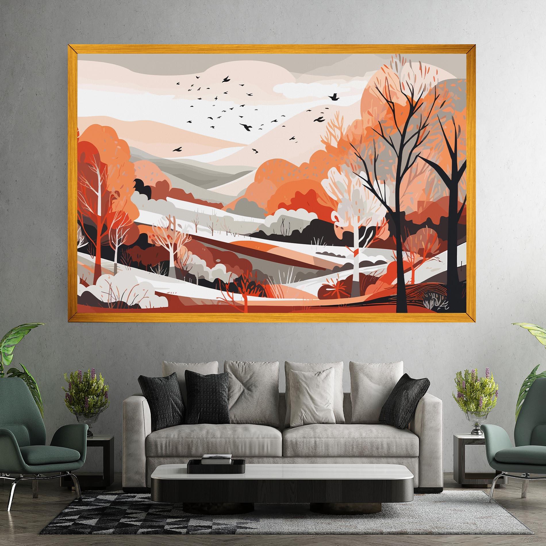 Leinwandbild Grey Orange Autumn mockup 7