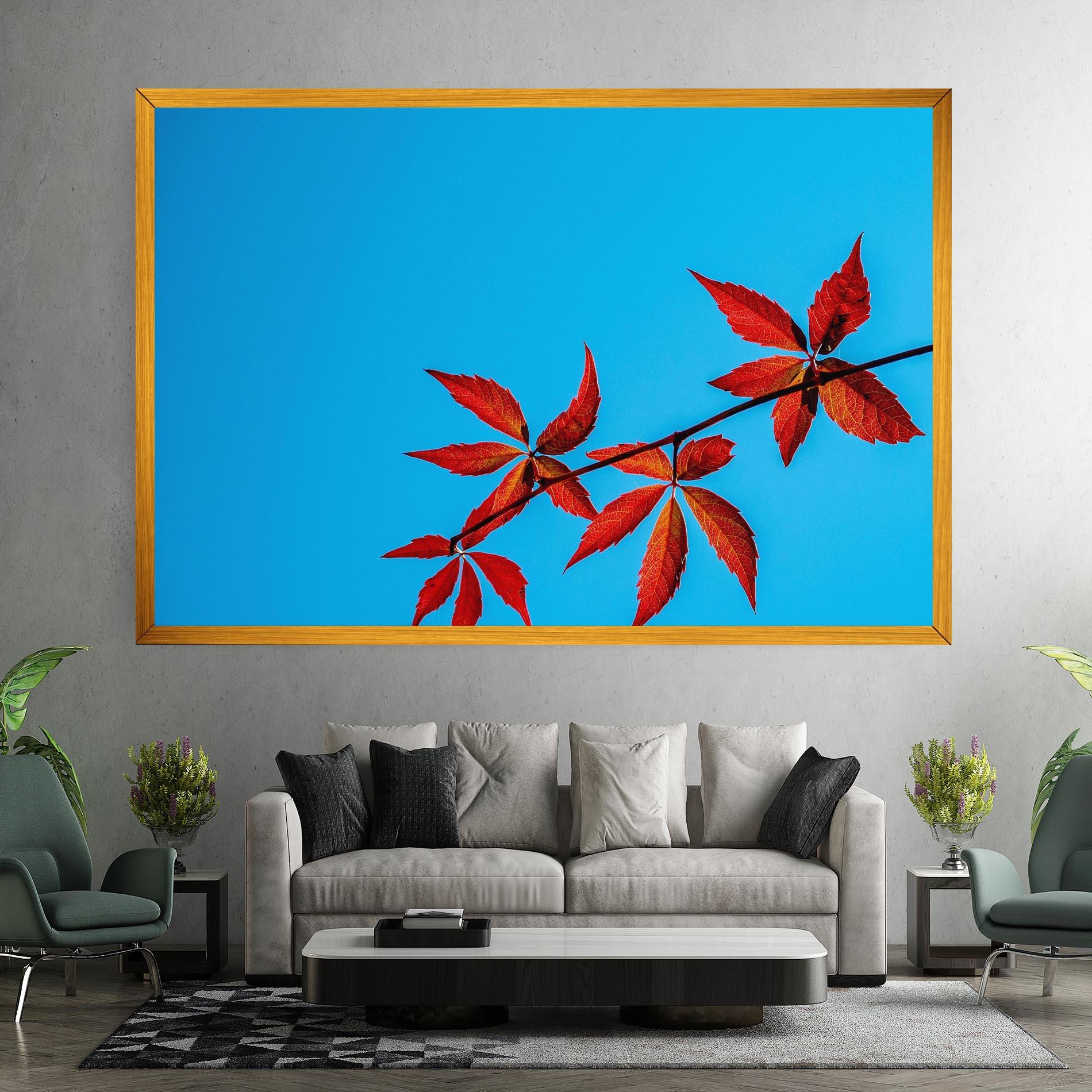 Leinwandbild Red Small Leaves mockup 7