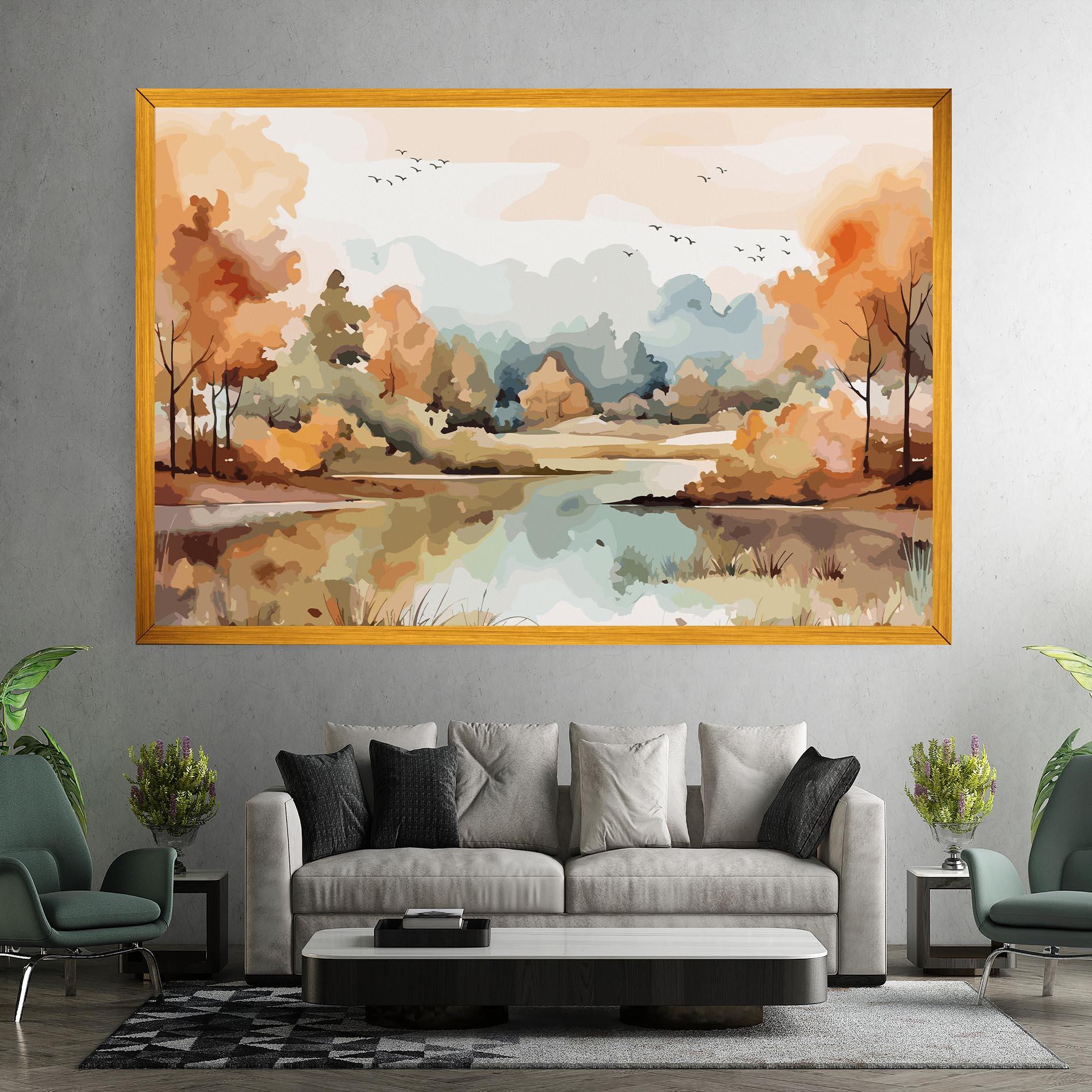 Leinwandbild Watercolor Autumn mockup 7