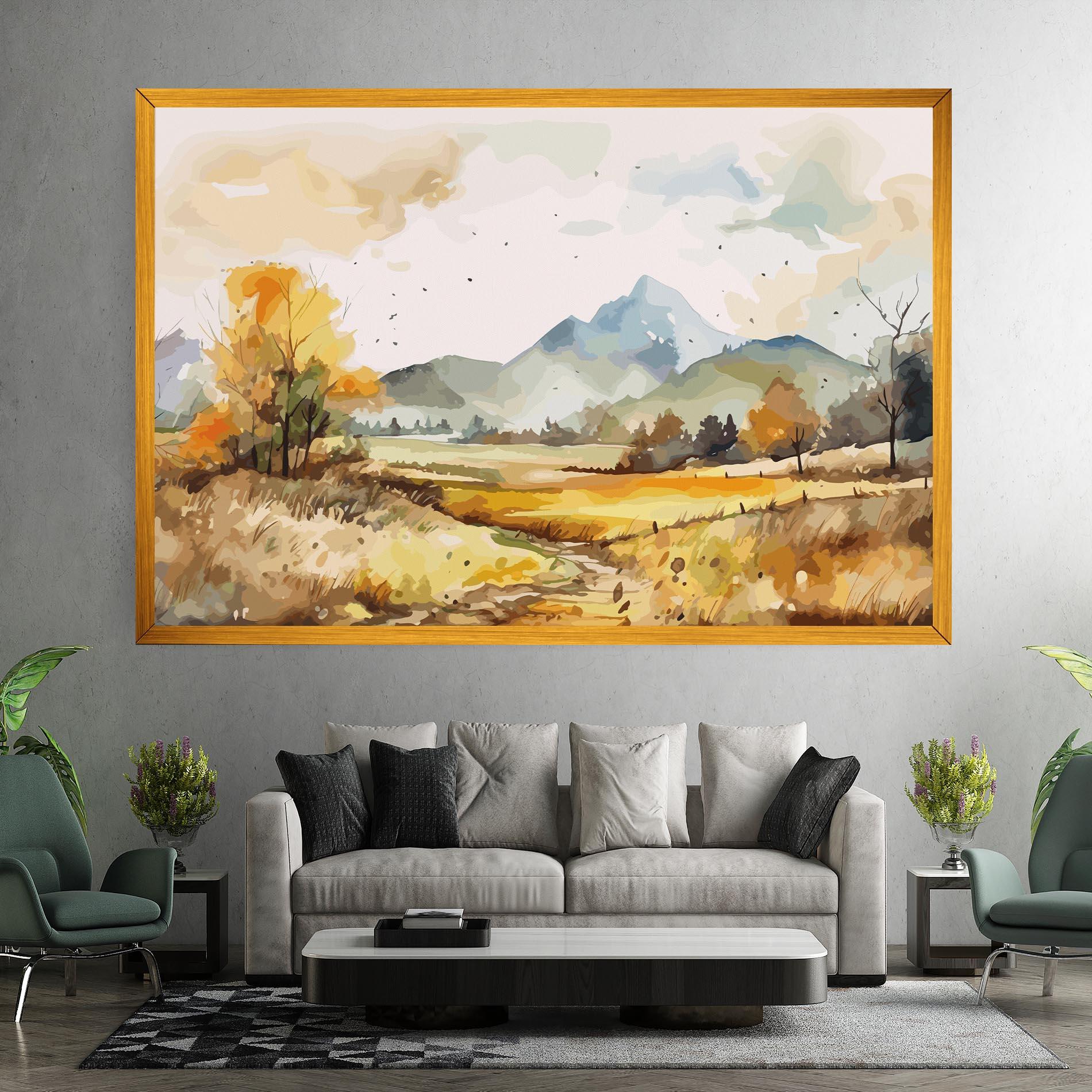 Leinwandbild Yellow Blue Autumn mockup 7
