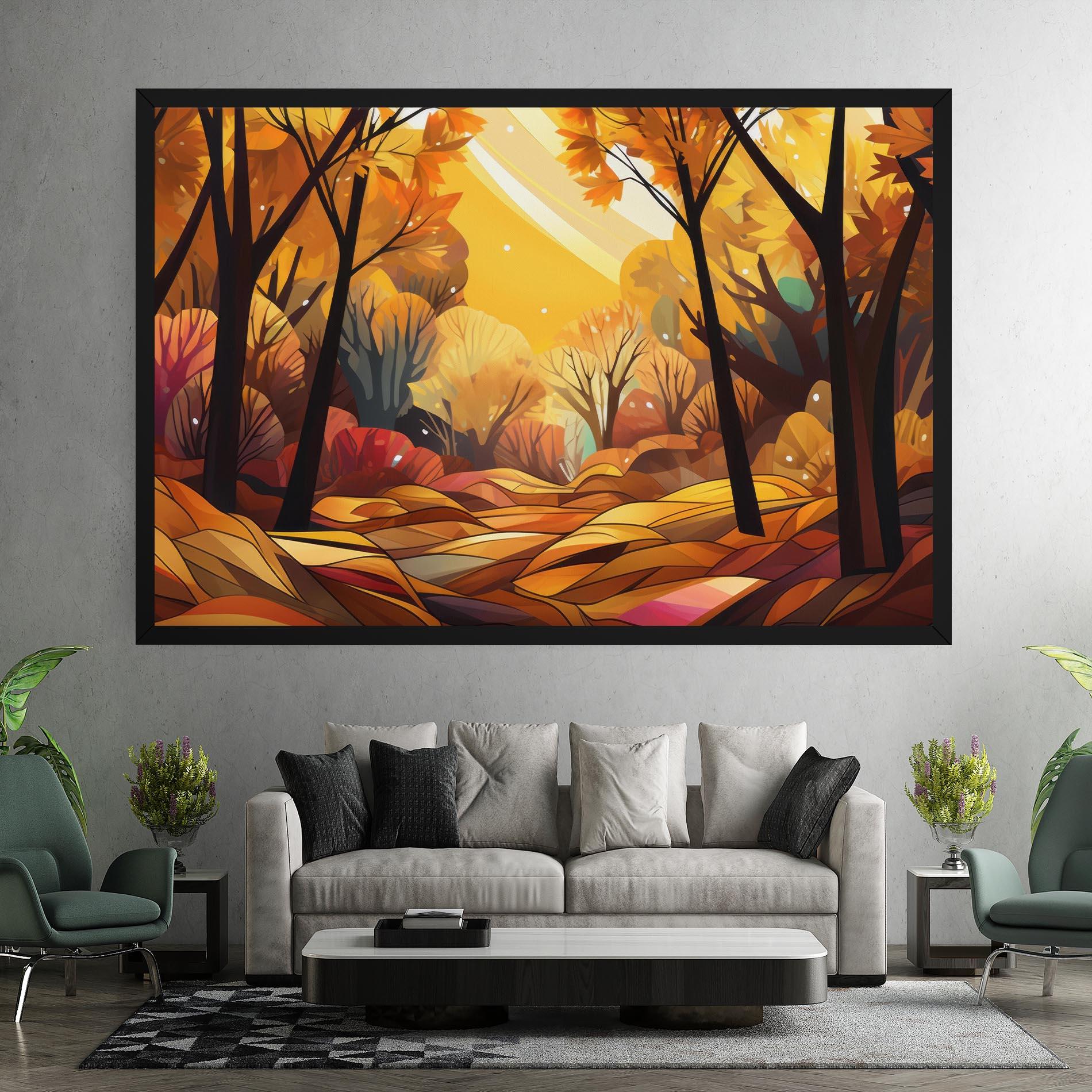 Leinwandbild Autumn Forest Art mockup 7