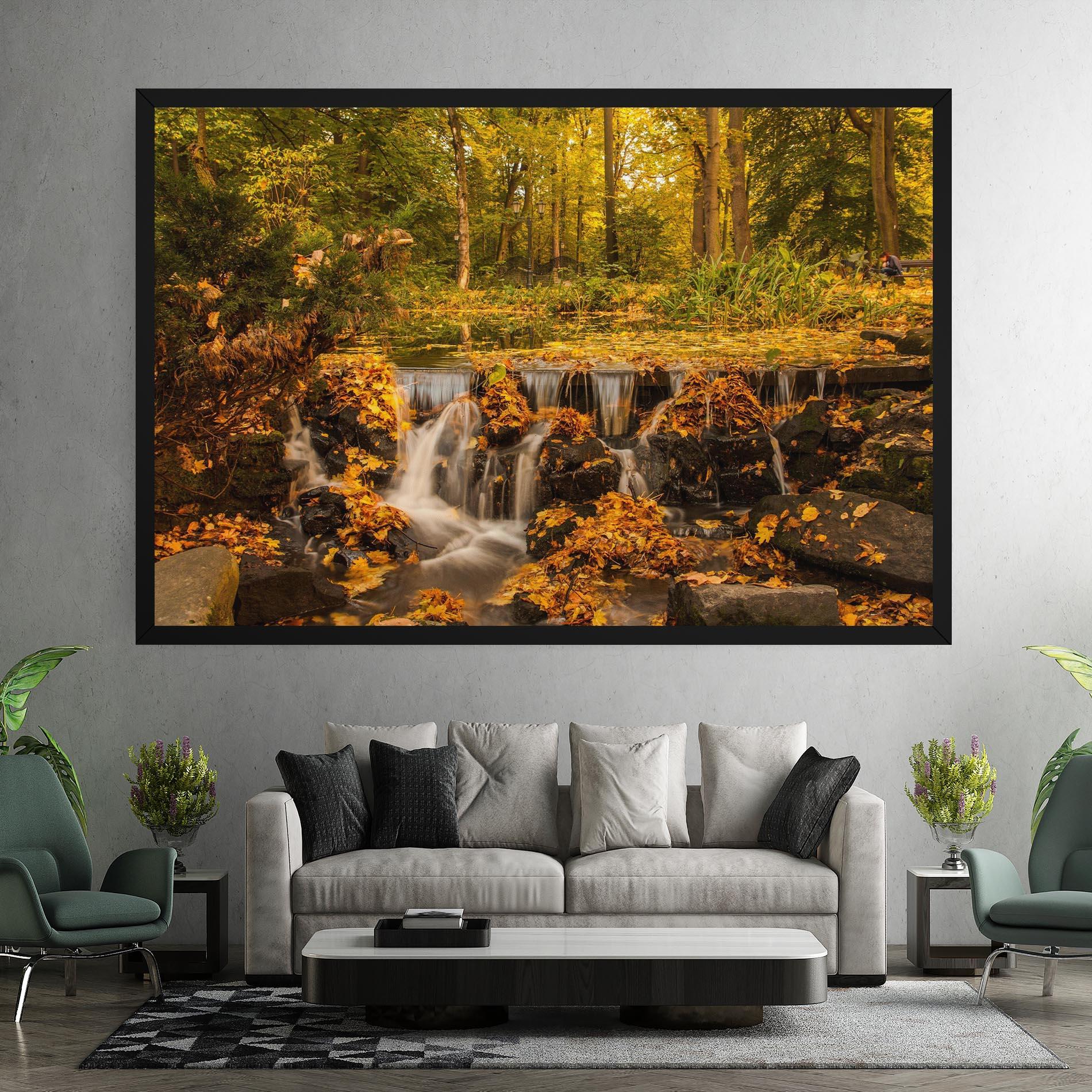Leinwandbild Autumn Waterfall mockup 7