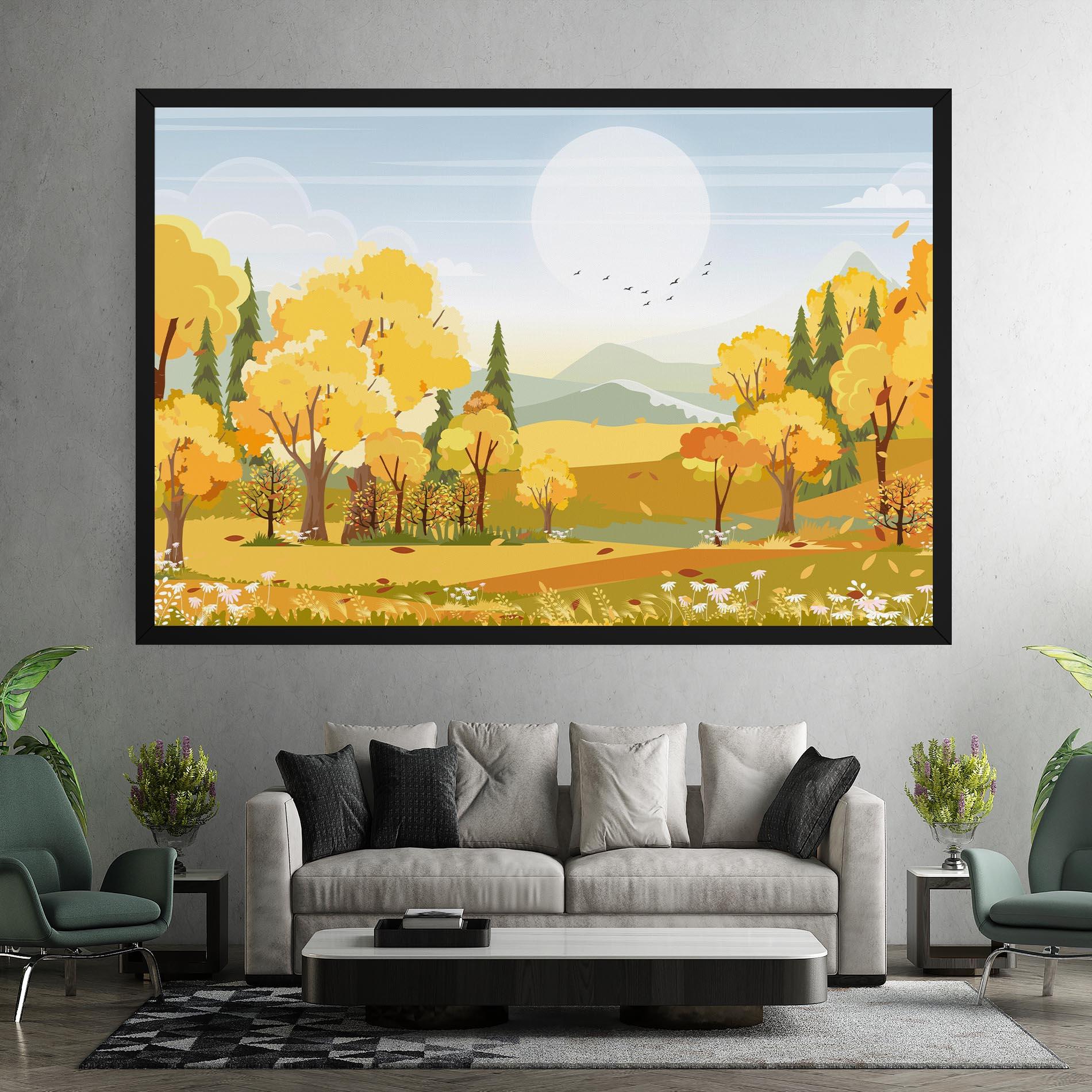Leinwandbild Autumn Yellow View mockup 7