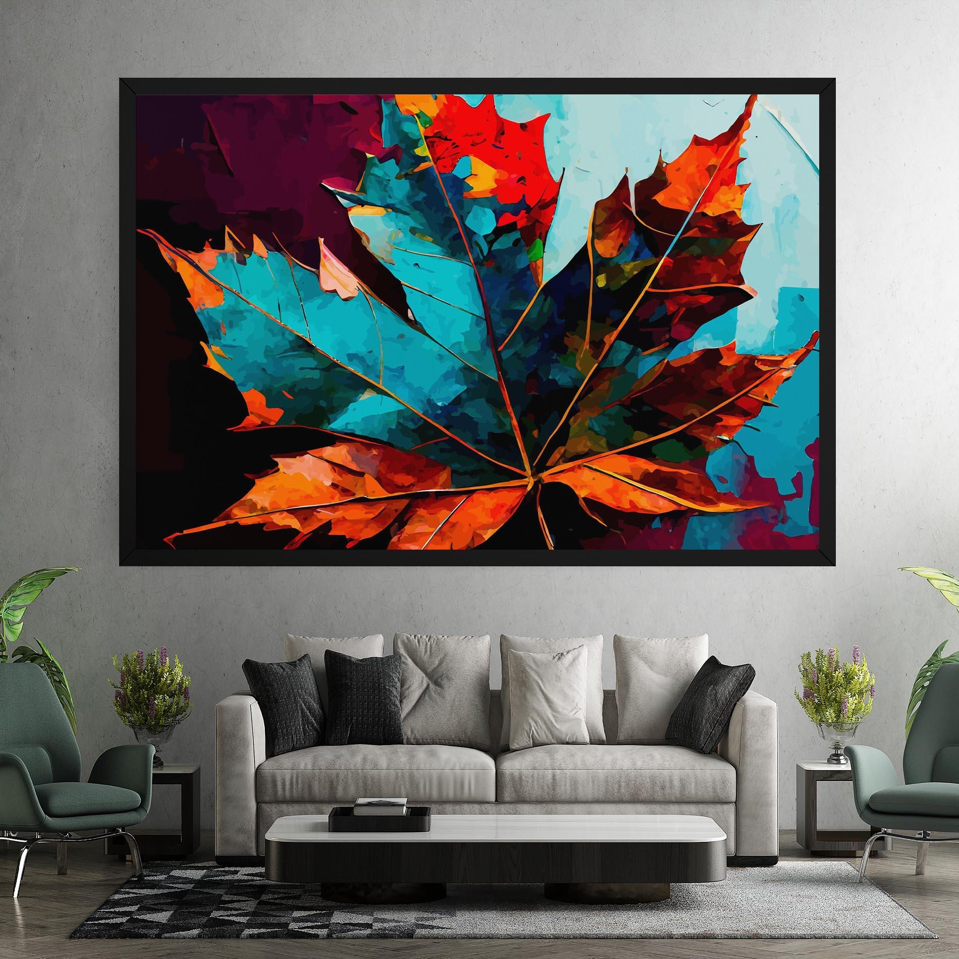 Leinwandbild Blue Orange Leaf mockup 7