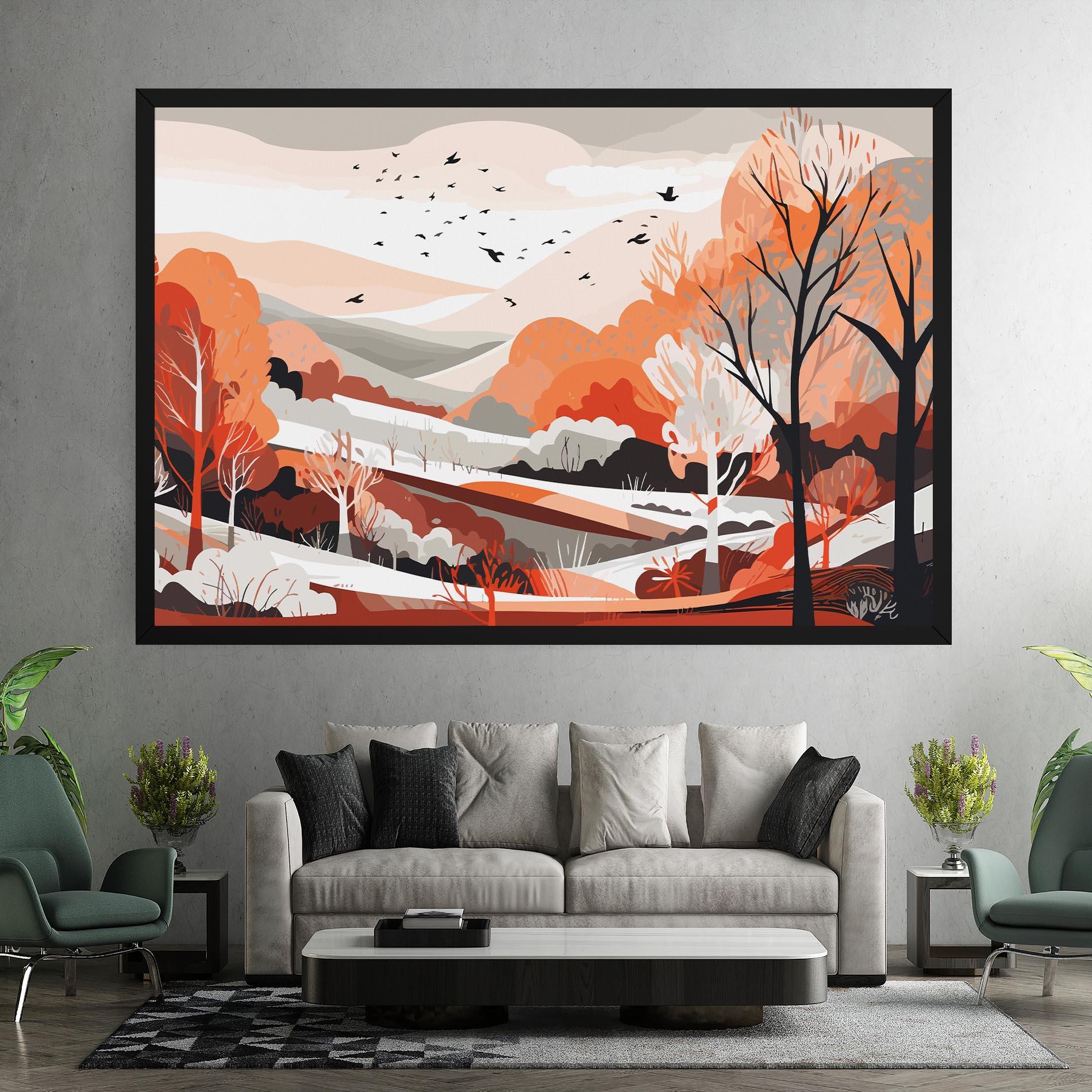Leinwandbild Grey Orange Autumn mockup 7