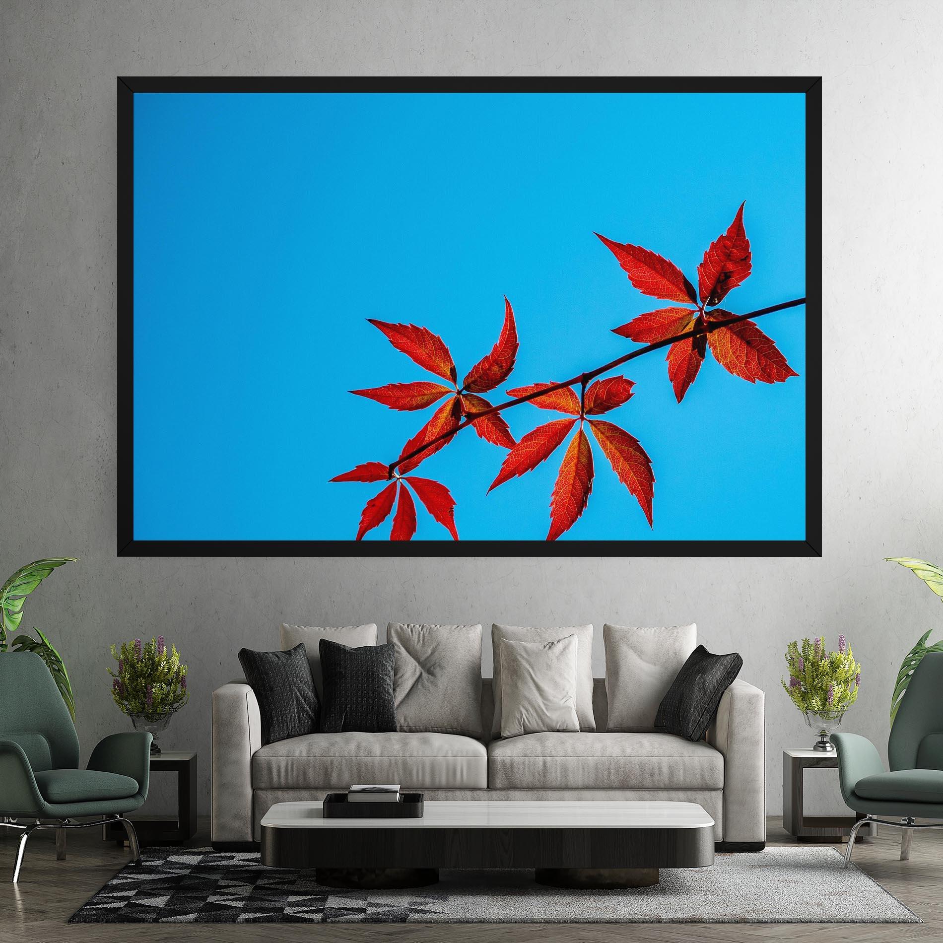 Leinwandbild Red Small Leaves mockup 7
