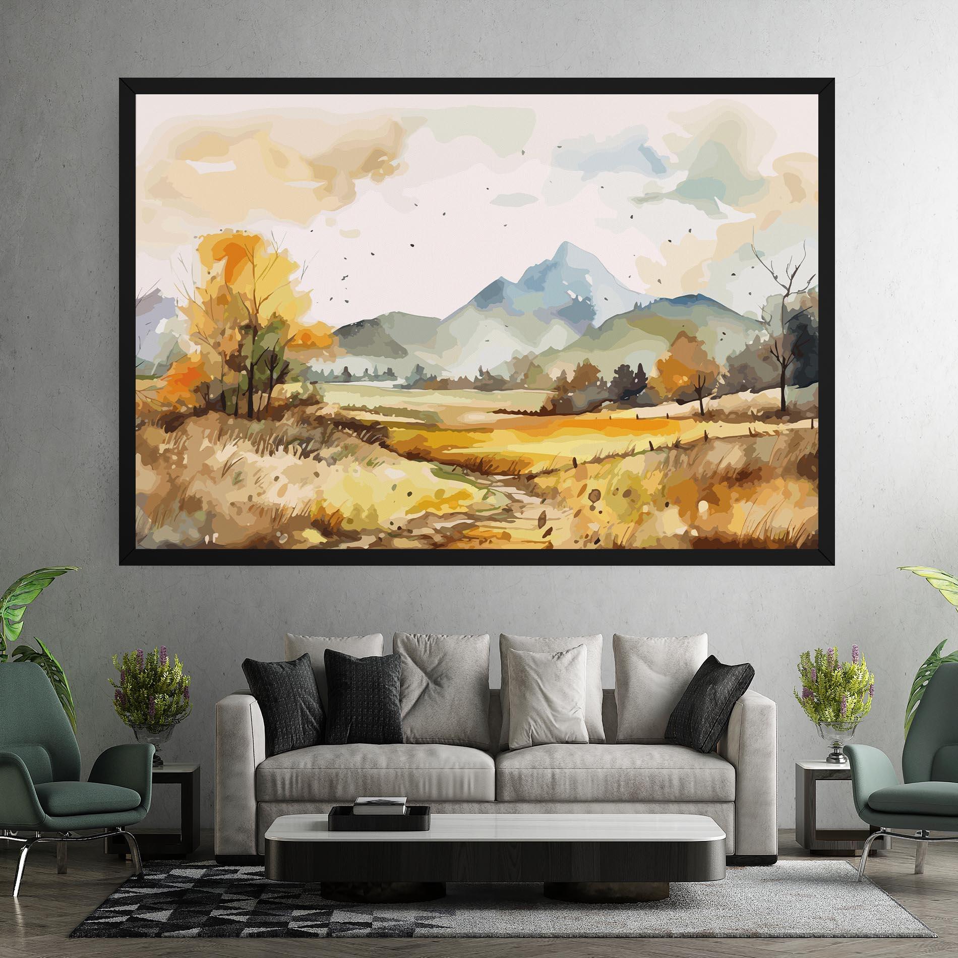 Leinwandbild Yellow Blue Autumn mockup 7