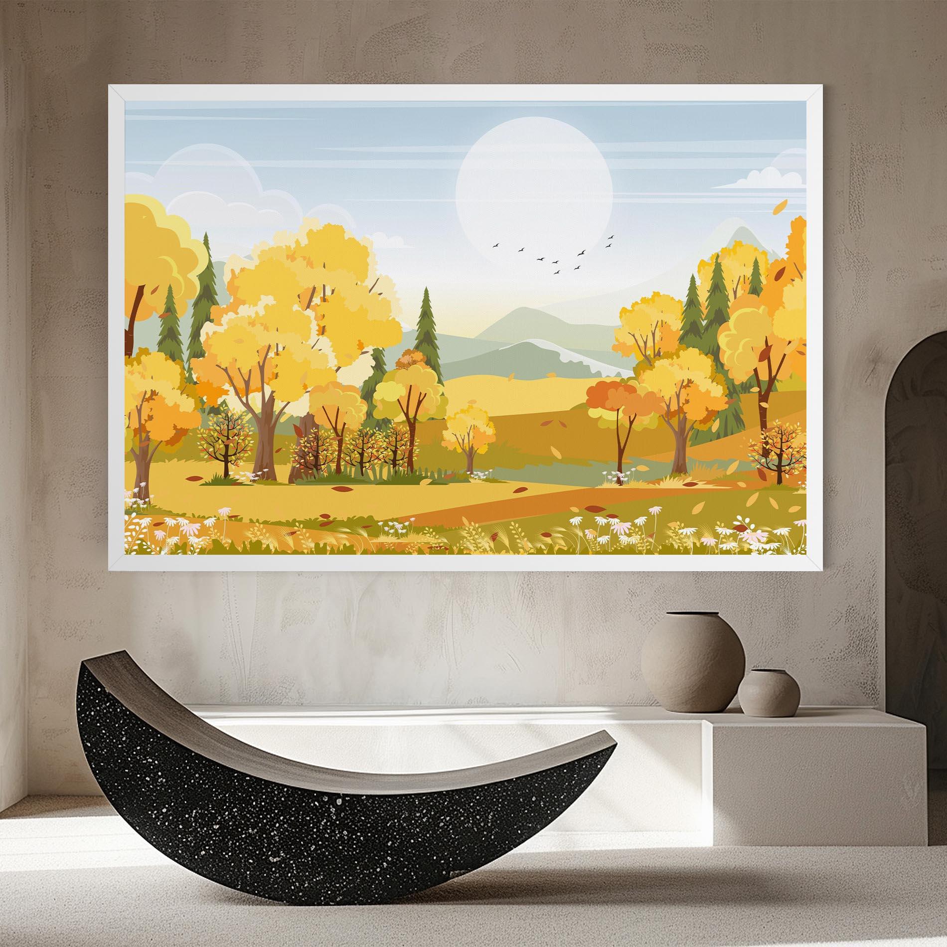 Leinwandbild Autumn Yellow View mockup 8