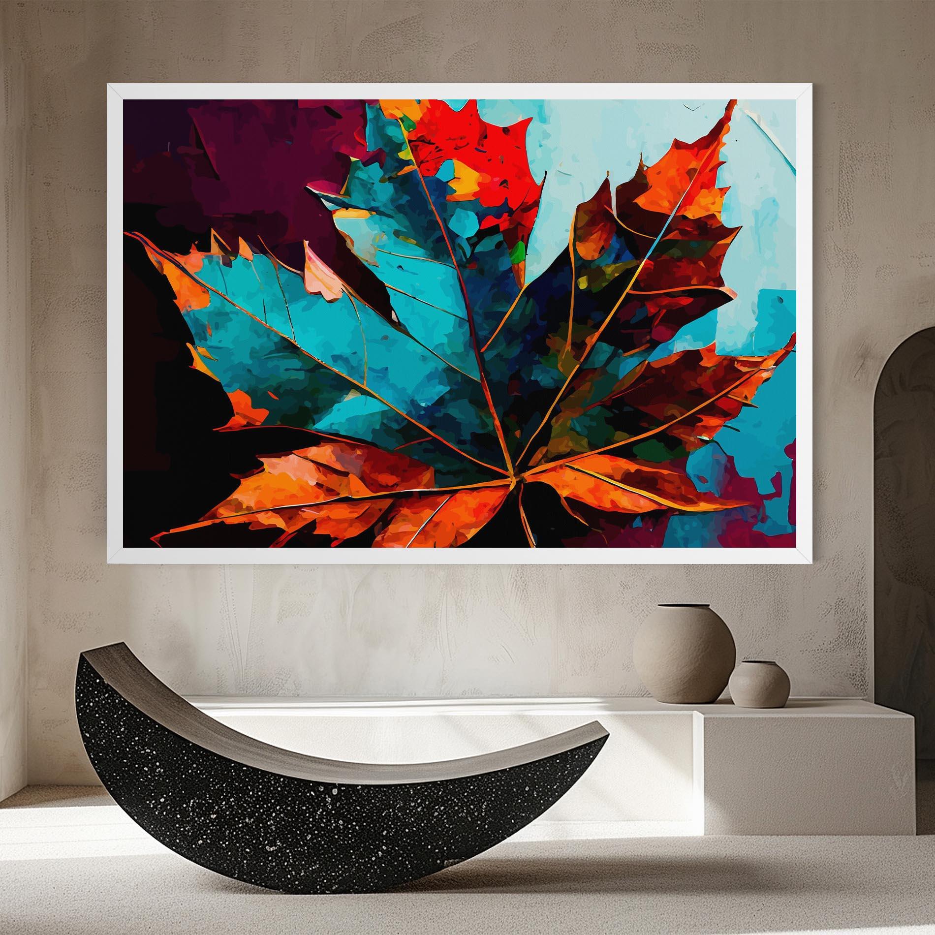 Leinwandbild Blue Orange Leaf mockup 8