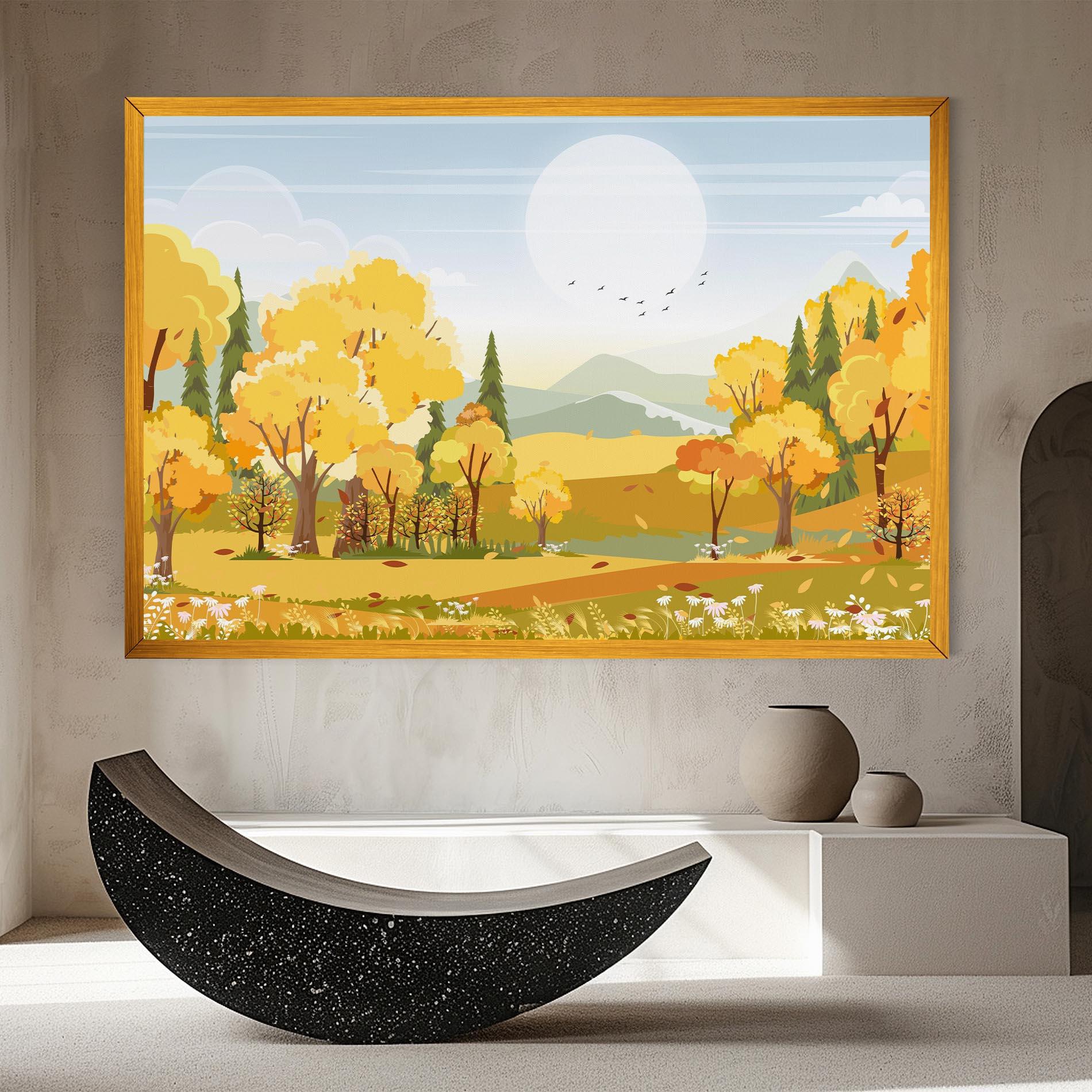 Leinwandbild Autumn Yellow View mockup 8