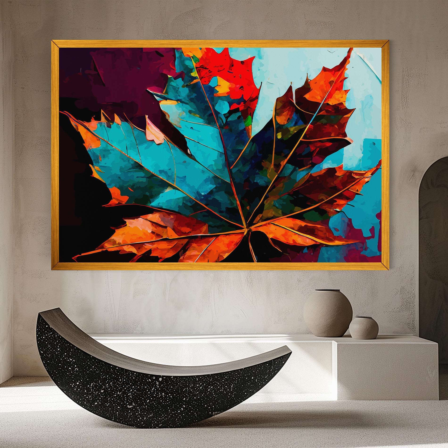 Leinwandbild Blue Orange Leaf mockup 8