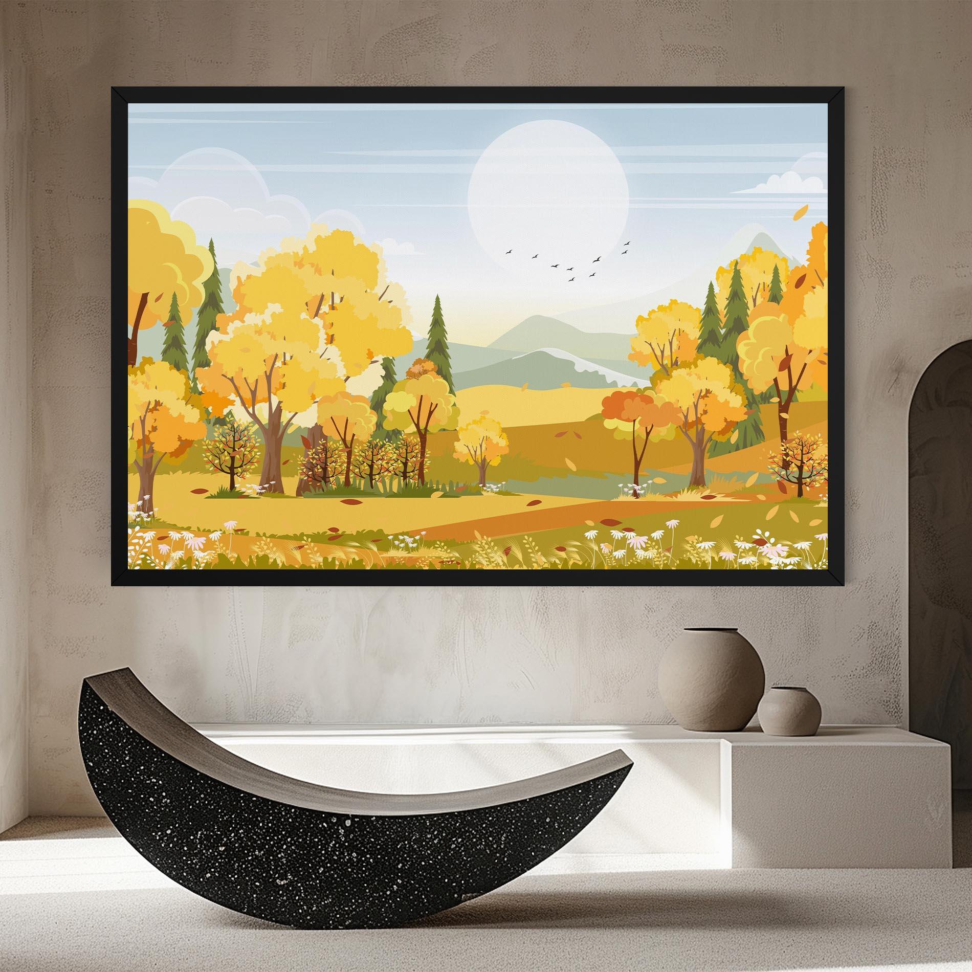 Leinwandbild Autumn Yellow View mockup 8