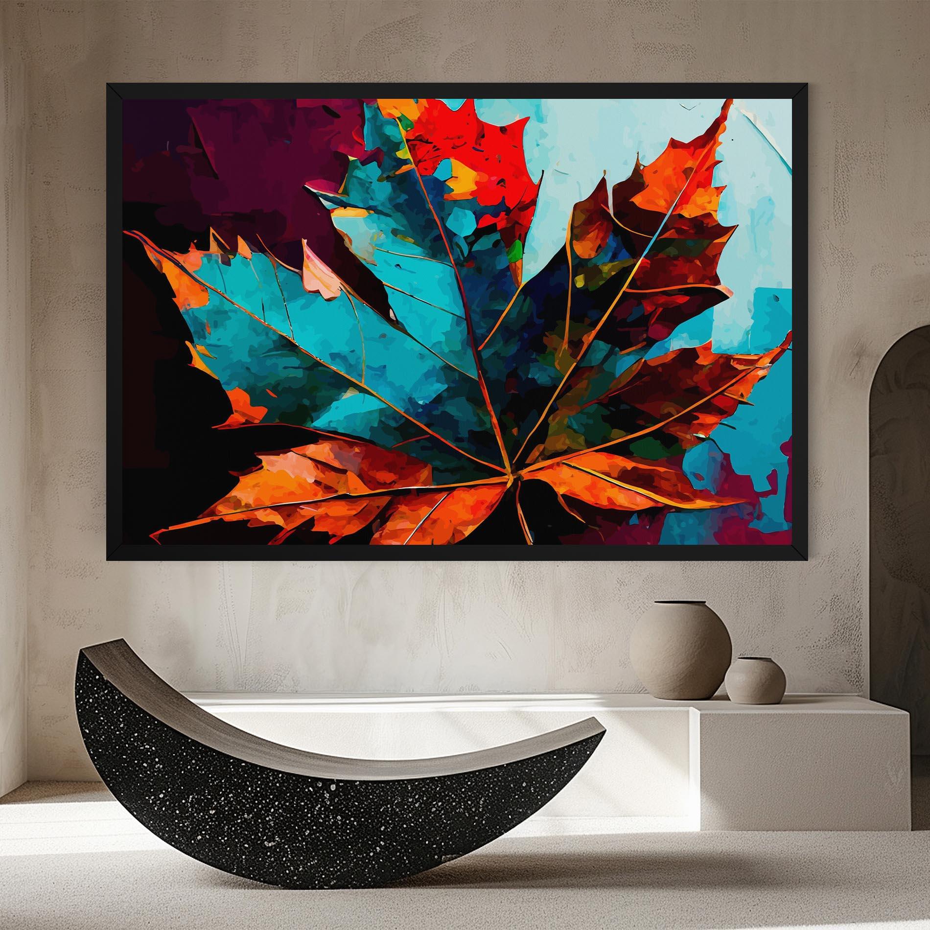 Leinwandbild Blue Orange Leaf mockup 8