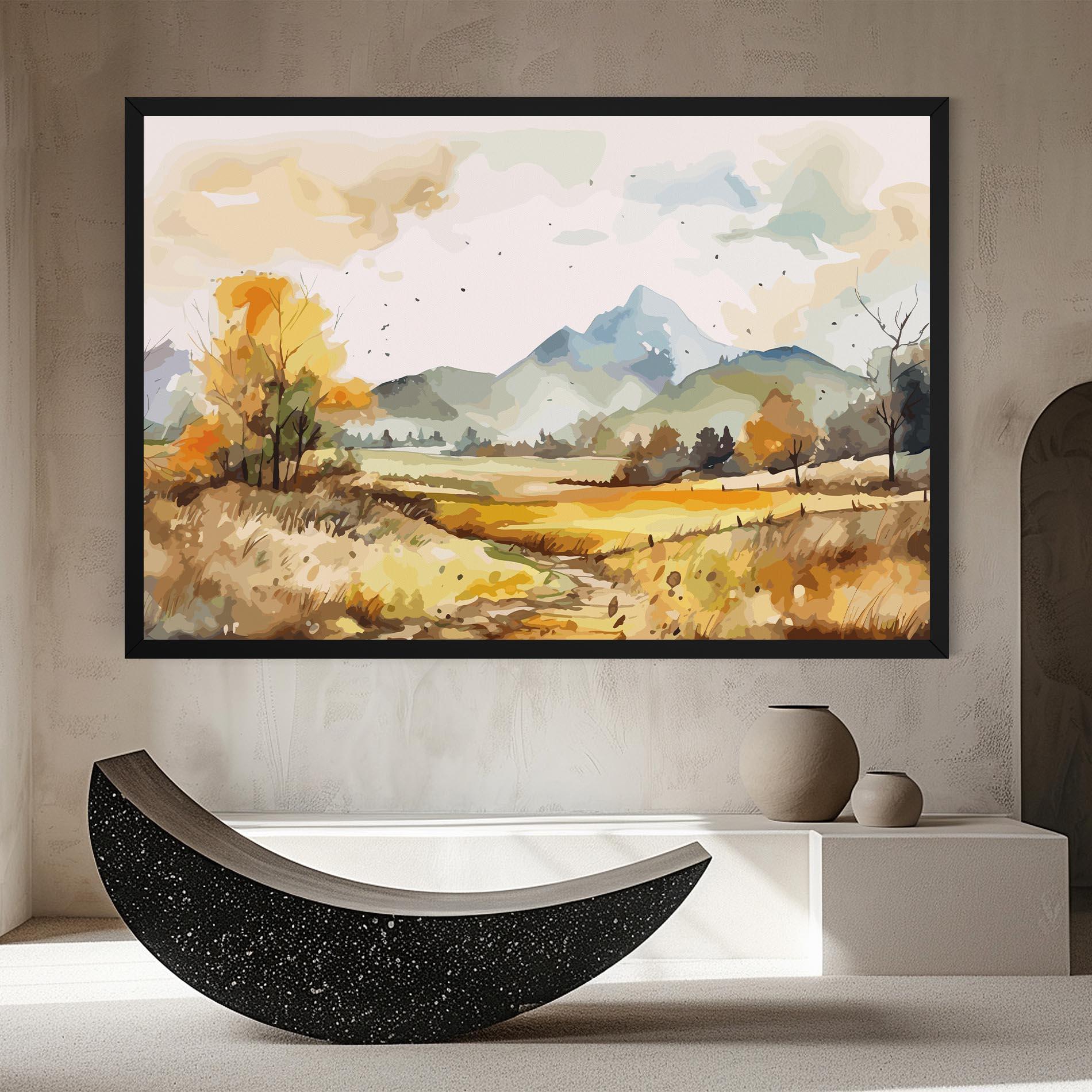 Leinwandbild Yellow Blue Autumn mockup 8
