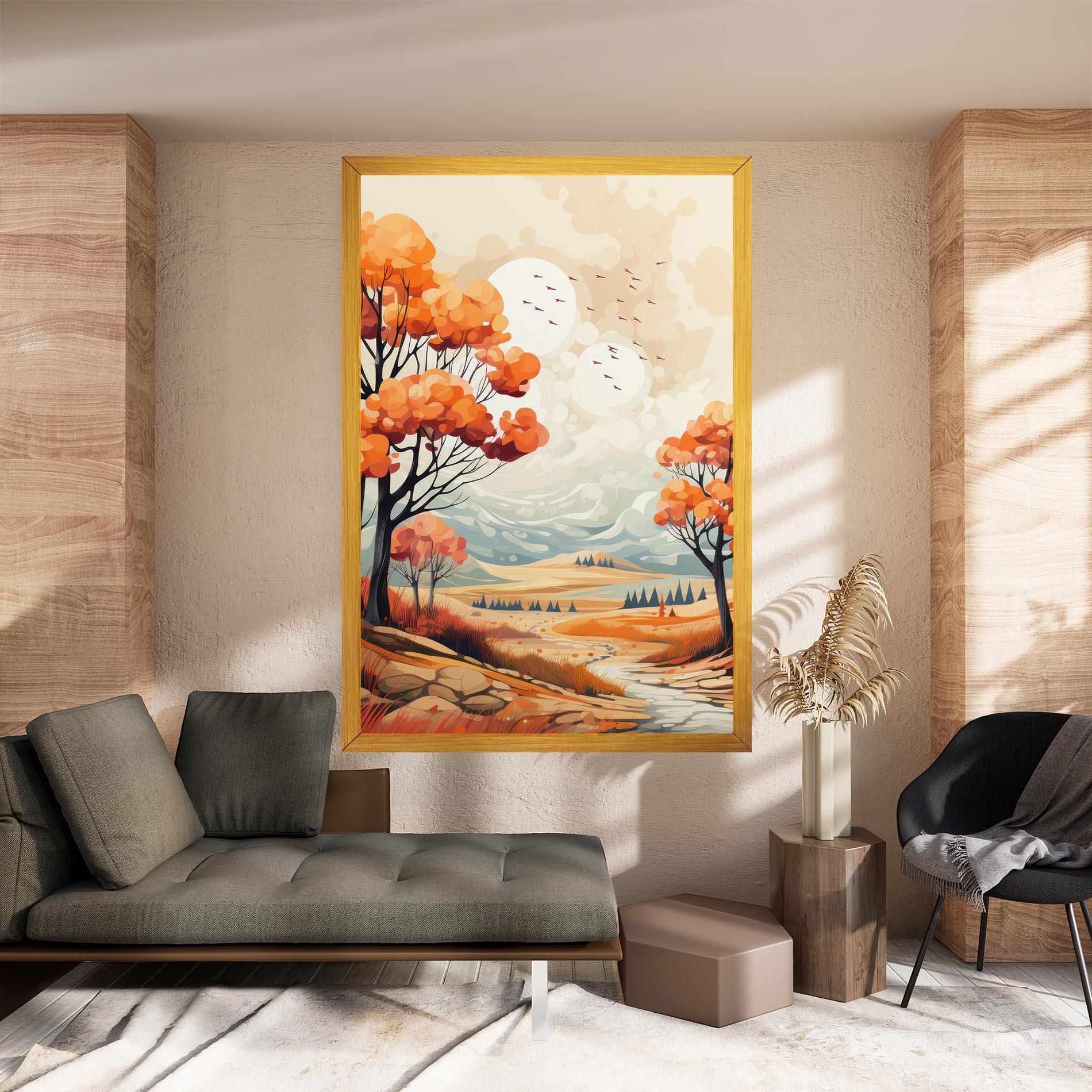 Leinwandbild Autumn Tree Painting mockup 8