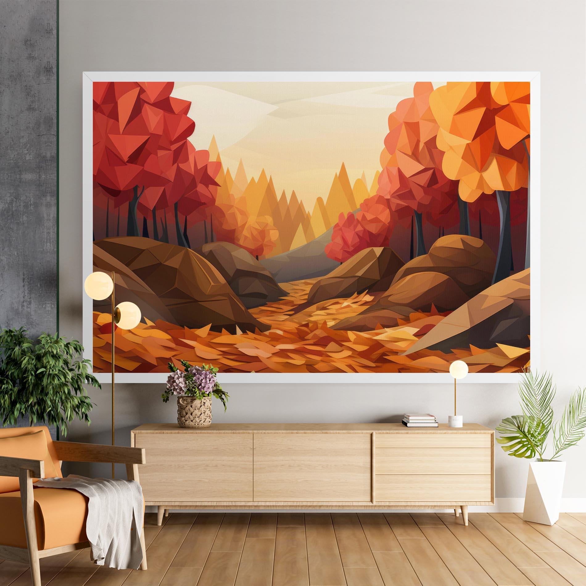 Leinwandbild Autumn Orange Forest mockup 9
