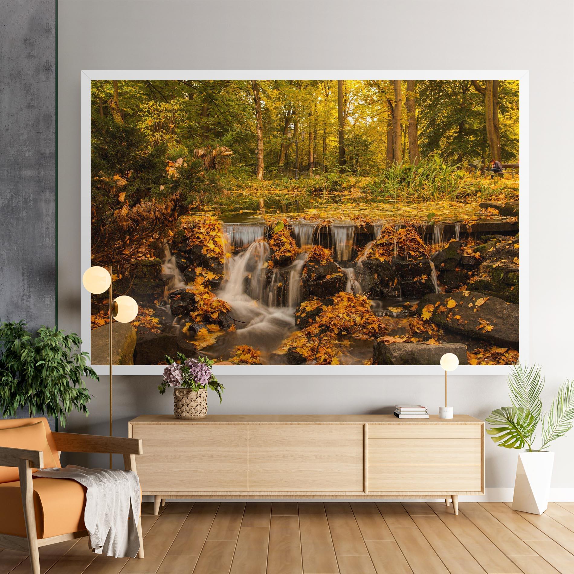 Leinwandbild Autumn Waterfall mockup 9