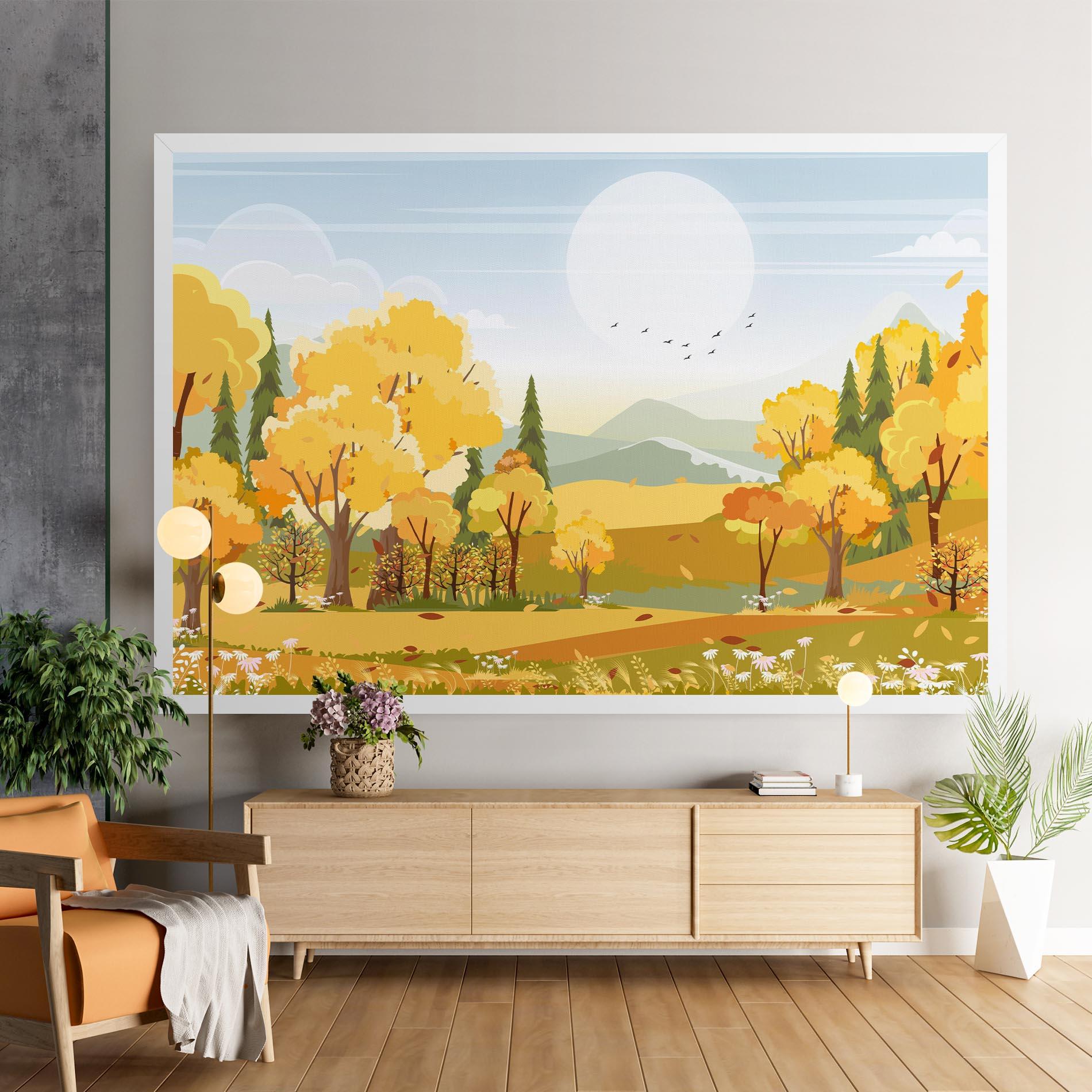 Leinwandbild Autumn Yellow View mockup 9
