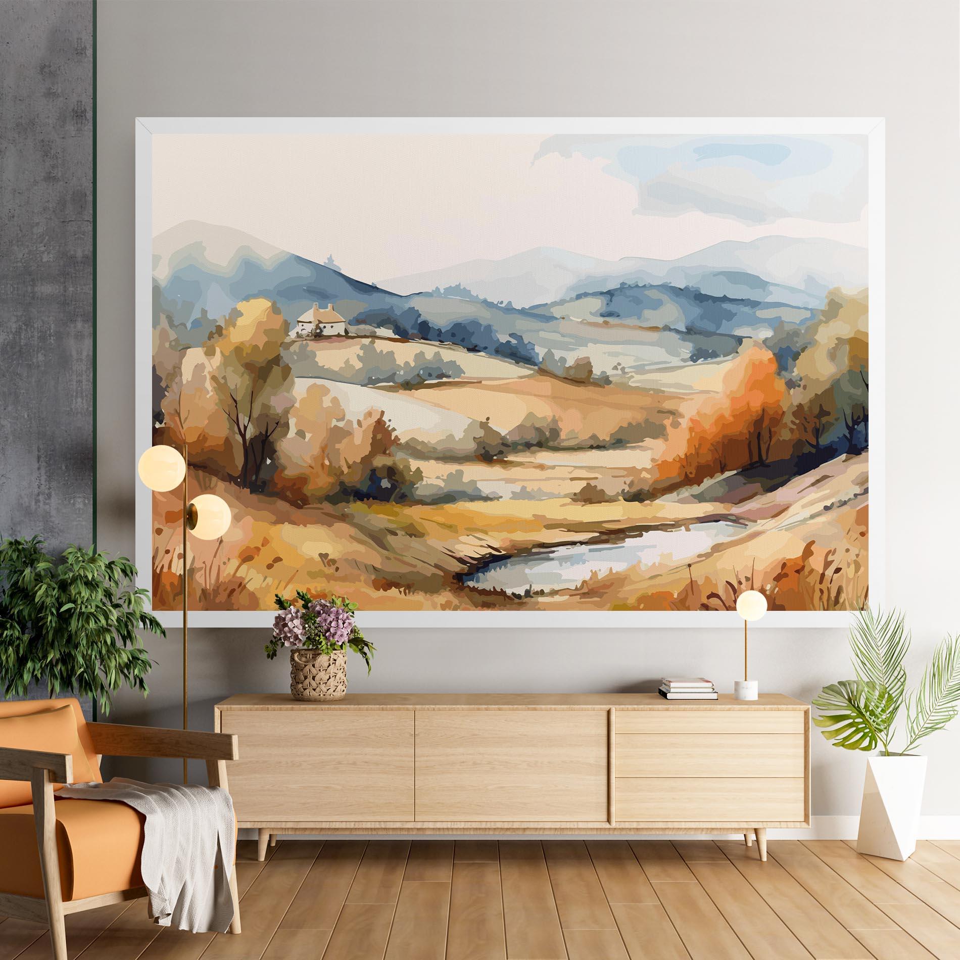 Leinwandbild Blue Orange Autumn mockup 9