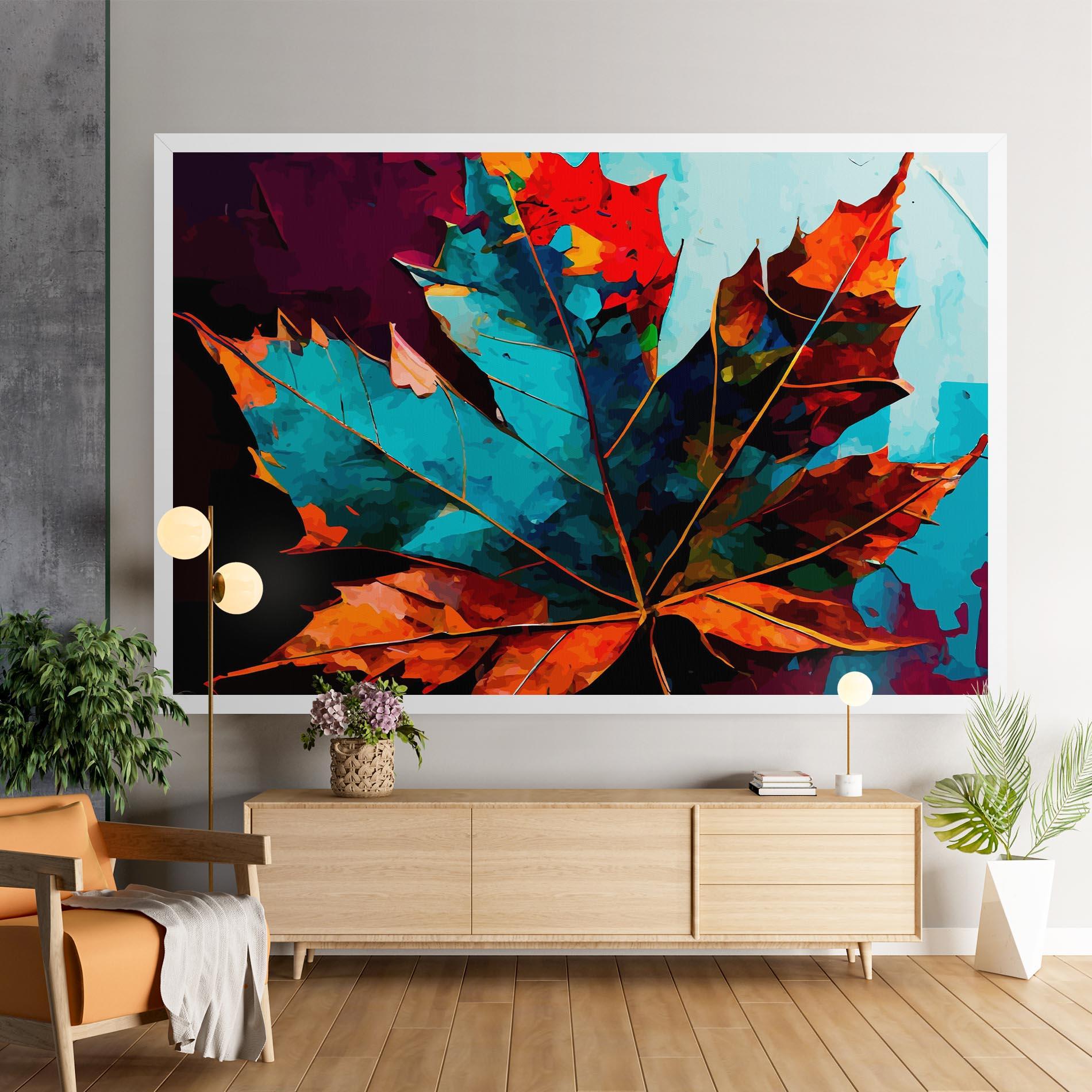 Leinwandbild Blue Orange Leaf mockup 9