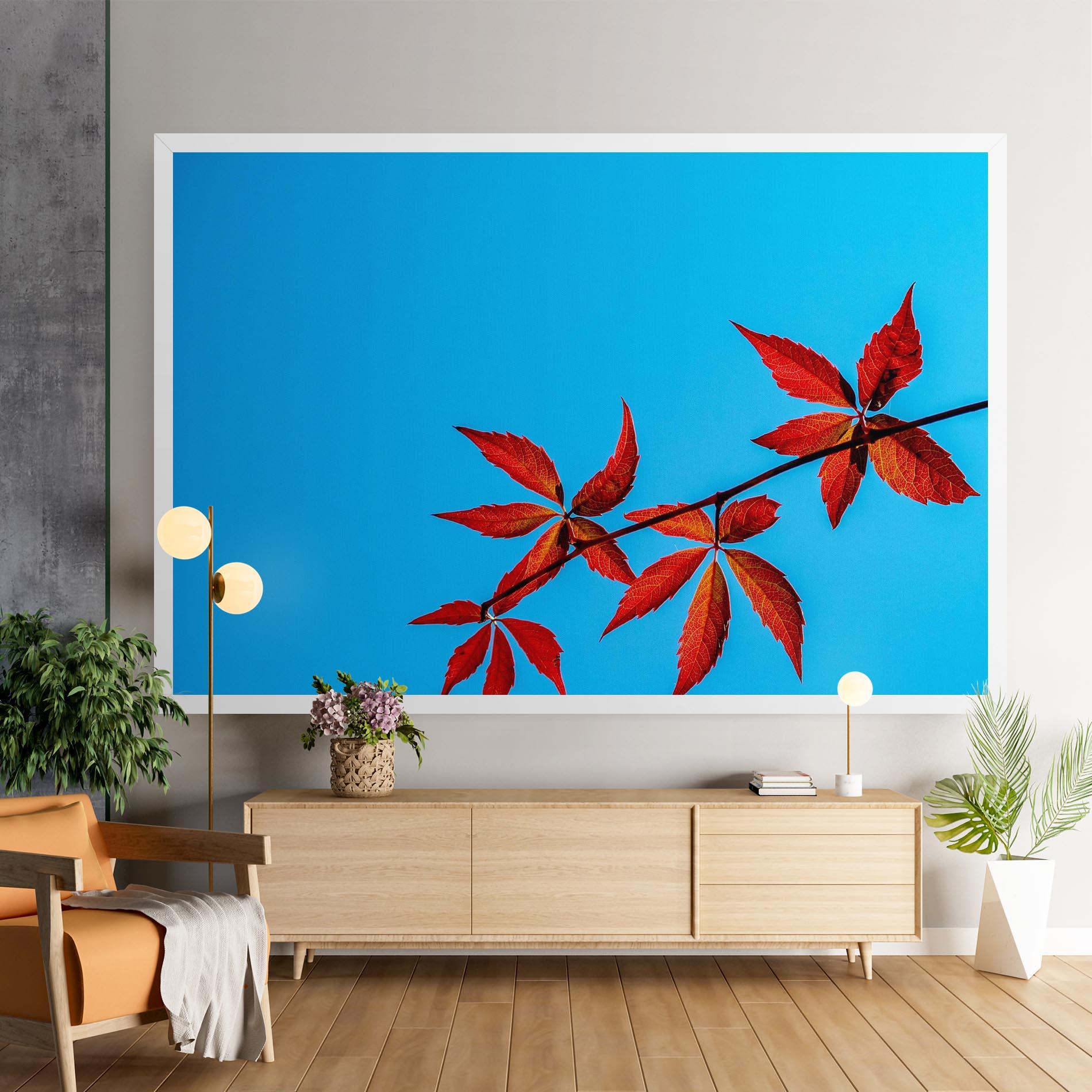 Leinwandbild Red Small Leaves mockup 9