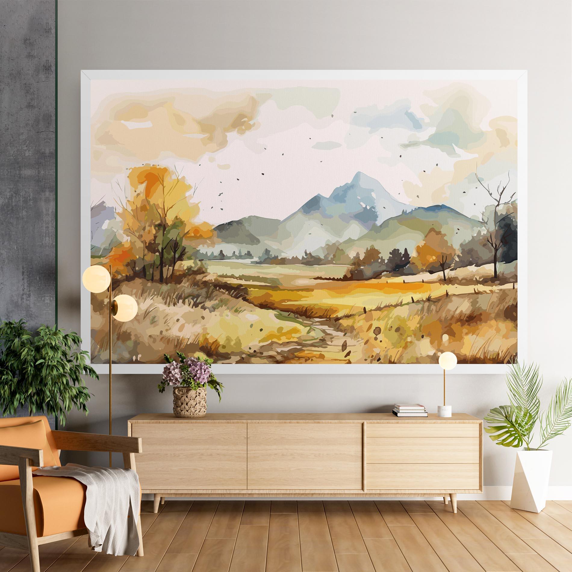 Leinwandbild Yellow Blue Autumn mockup 9