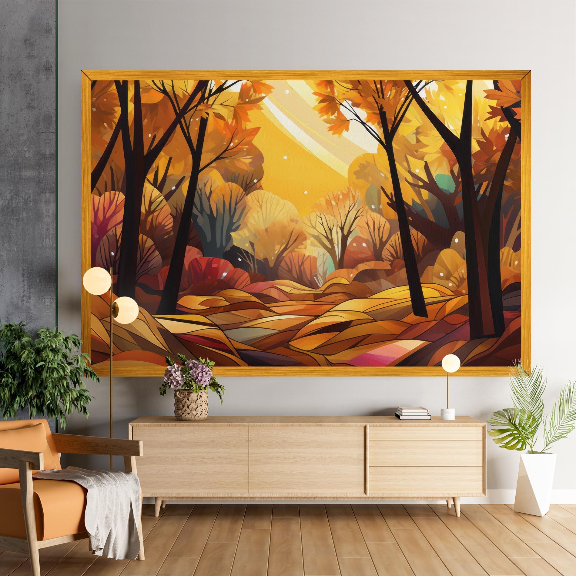 Leinwandbild Autumn Forest Art mockup 9