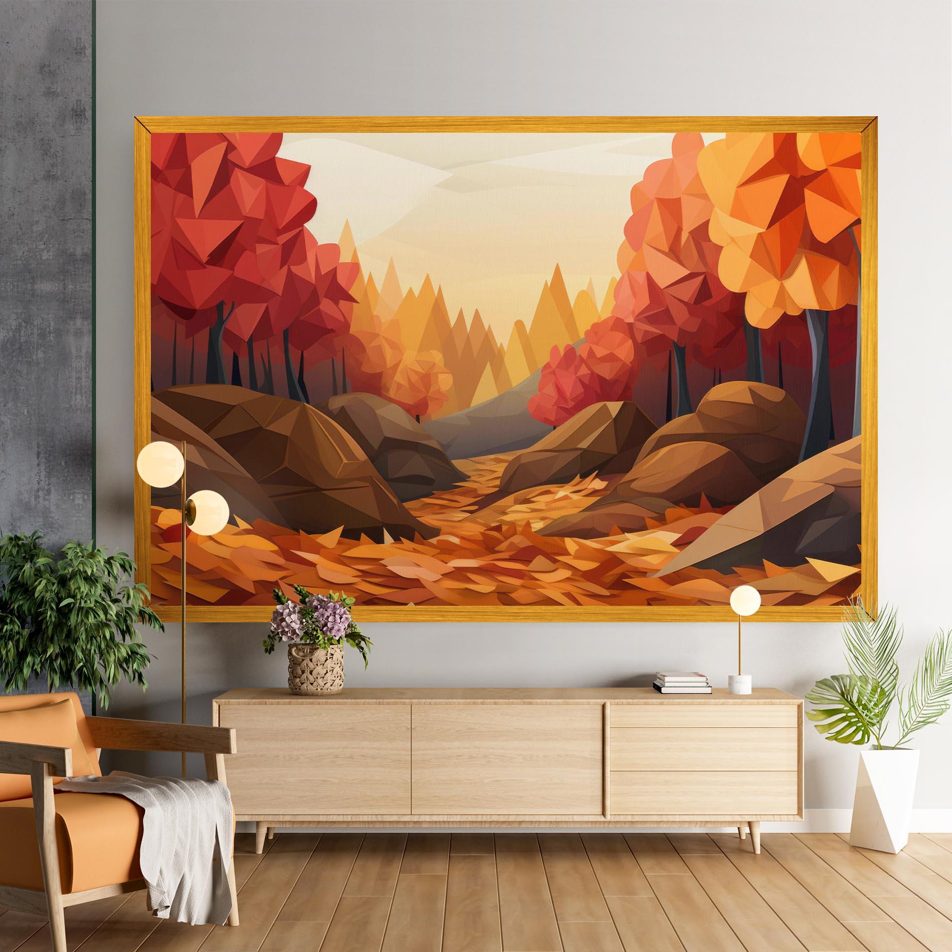 Leinwandbild Autumn Orange Forest mockup 9