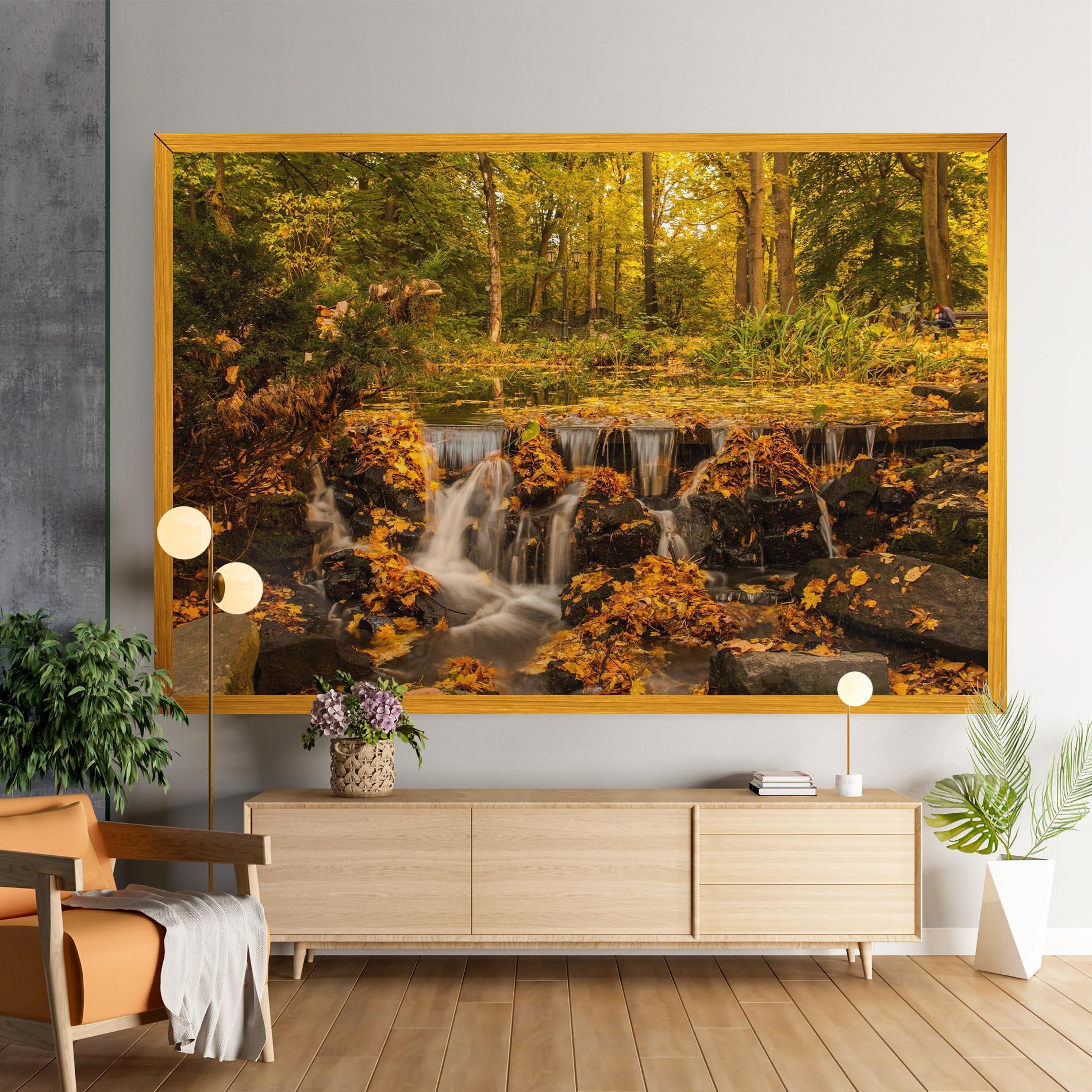 Leinwandbild Autumn Waterfall mockup 9