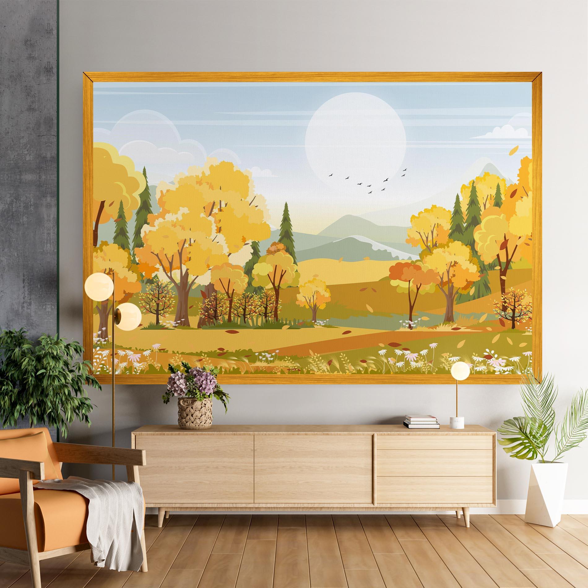Leinwandbild Autumn Yellow View mockup 9