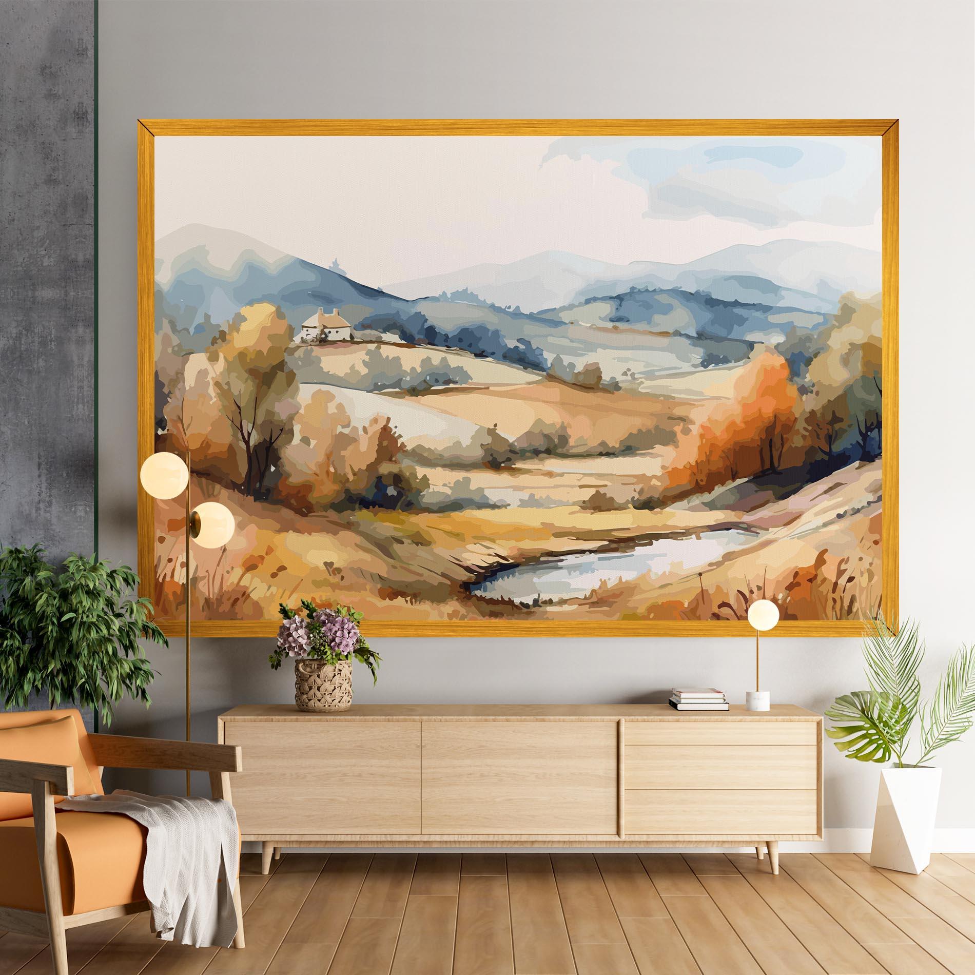 Leinwandbild Blue Orange Autumn mockup 9