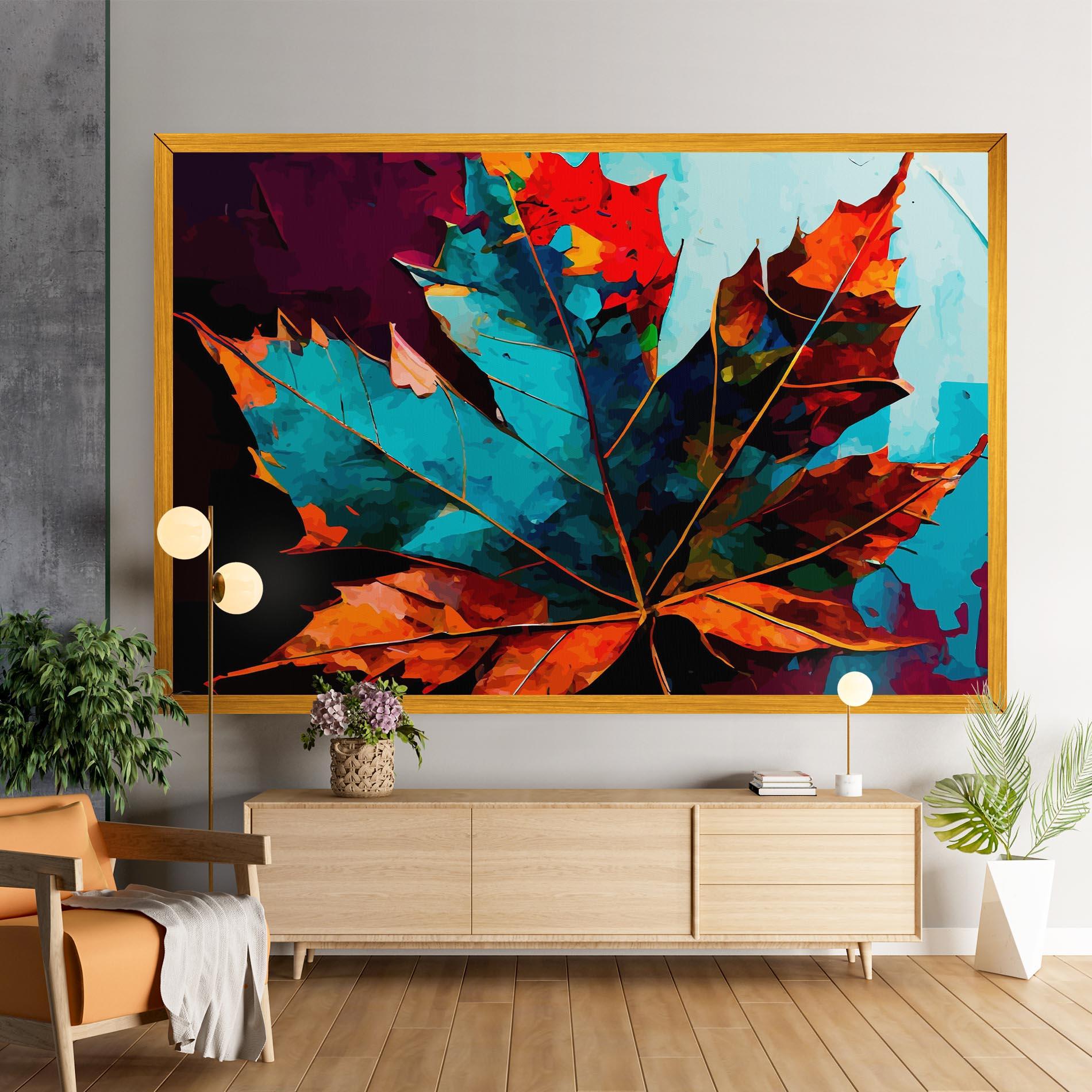 Leinwandbild Blue Orange Leaf mockup 9