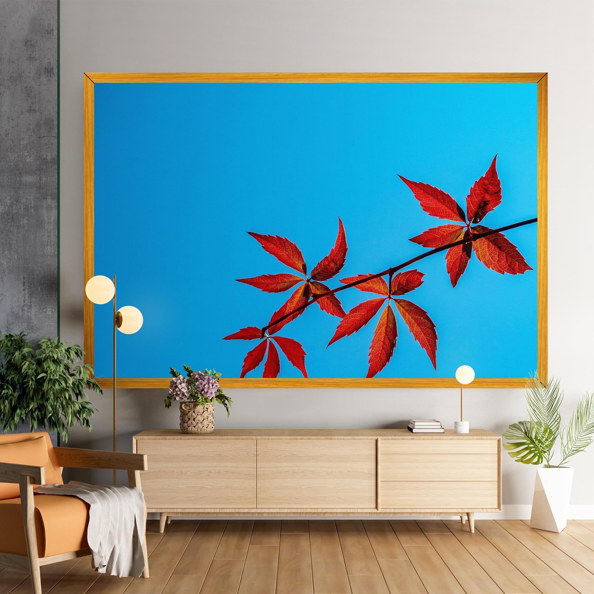 Leinwandbild Red Small Leaves mockup 9