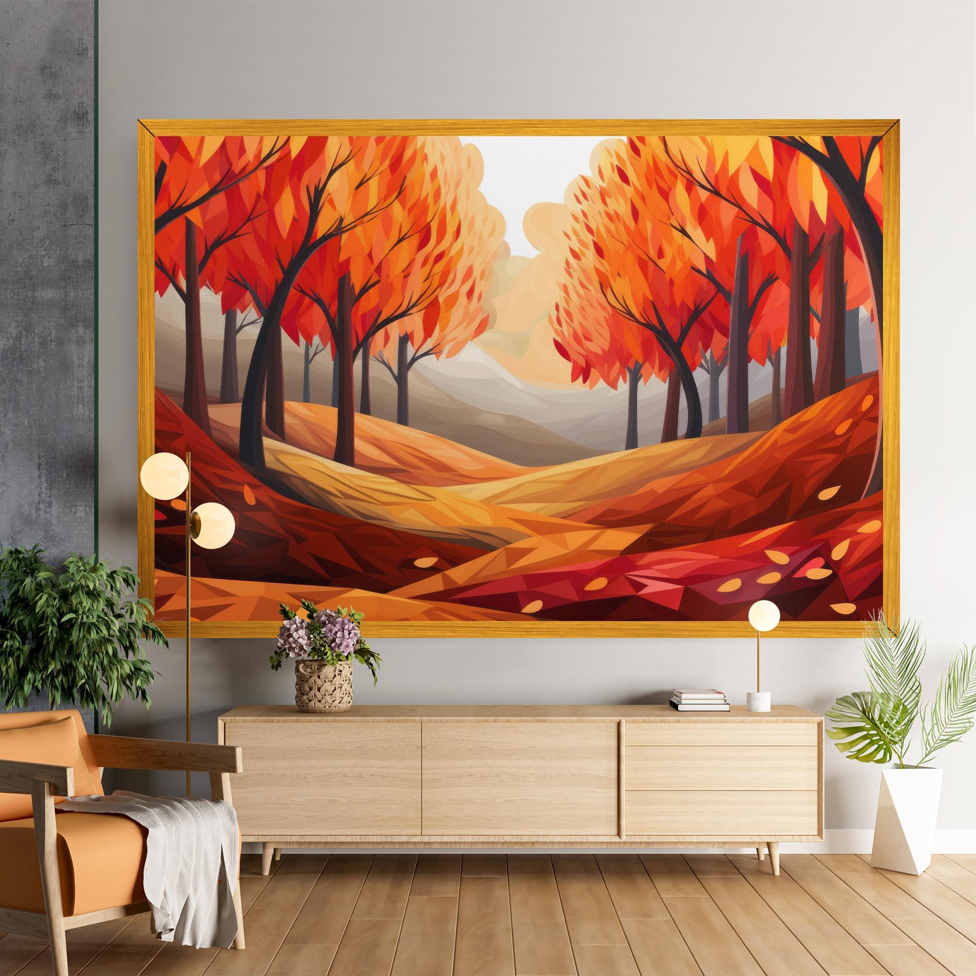 Leinwandbild Red Trees Art mockup 9