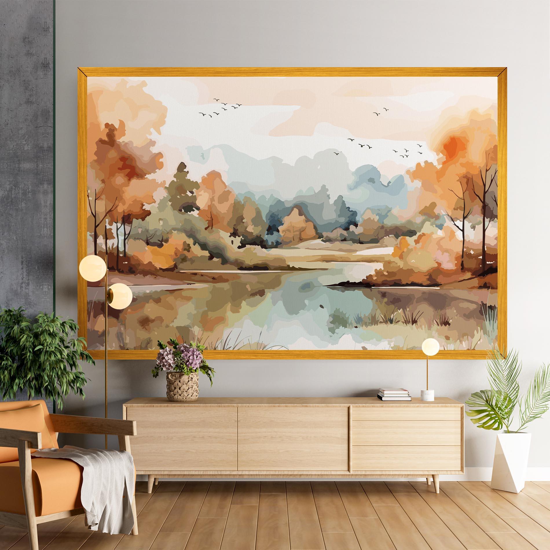 Leinwandbild Watercolor Autumn mockup 9