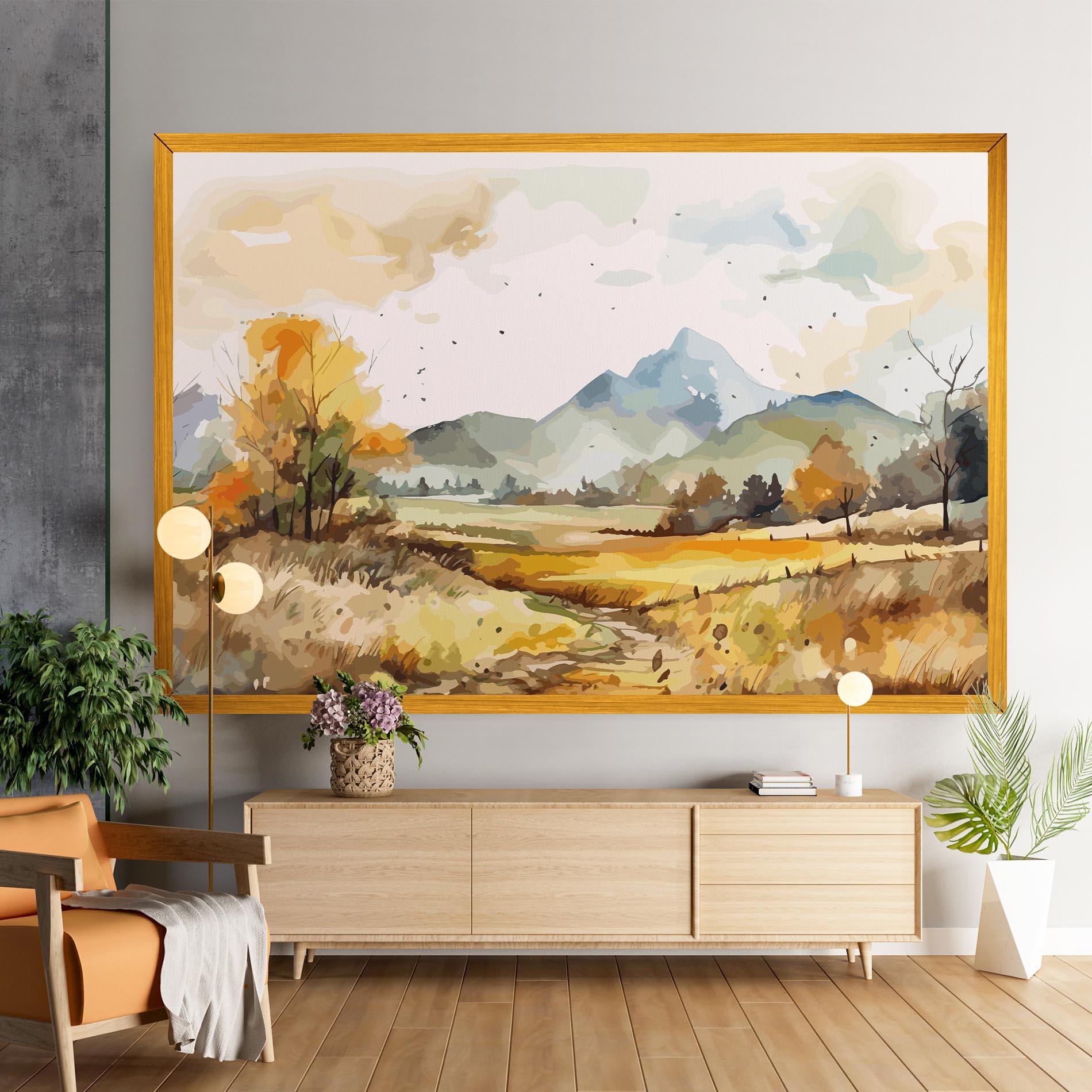 Leinwandbild Yellow Blue Autumn mockup 9