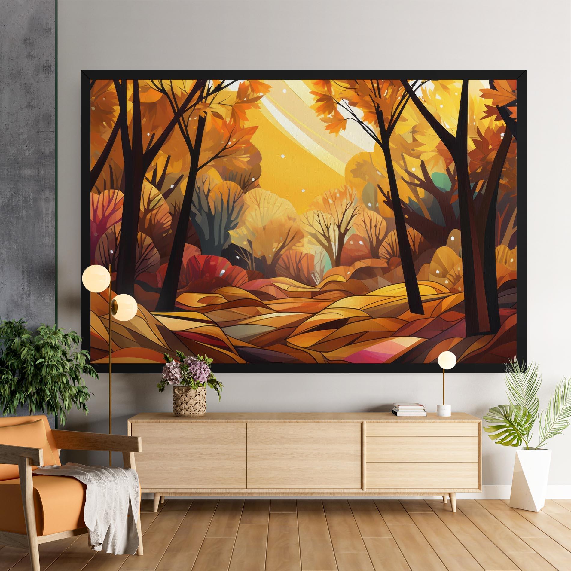 Leinwandbild Autumn Forest Art mockup 9