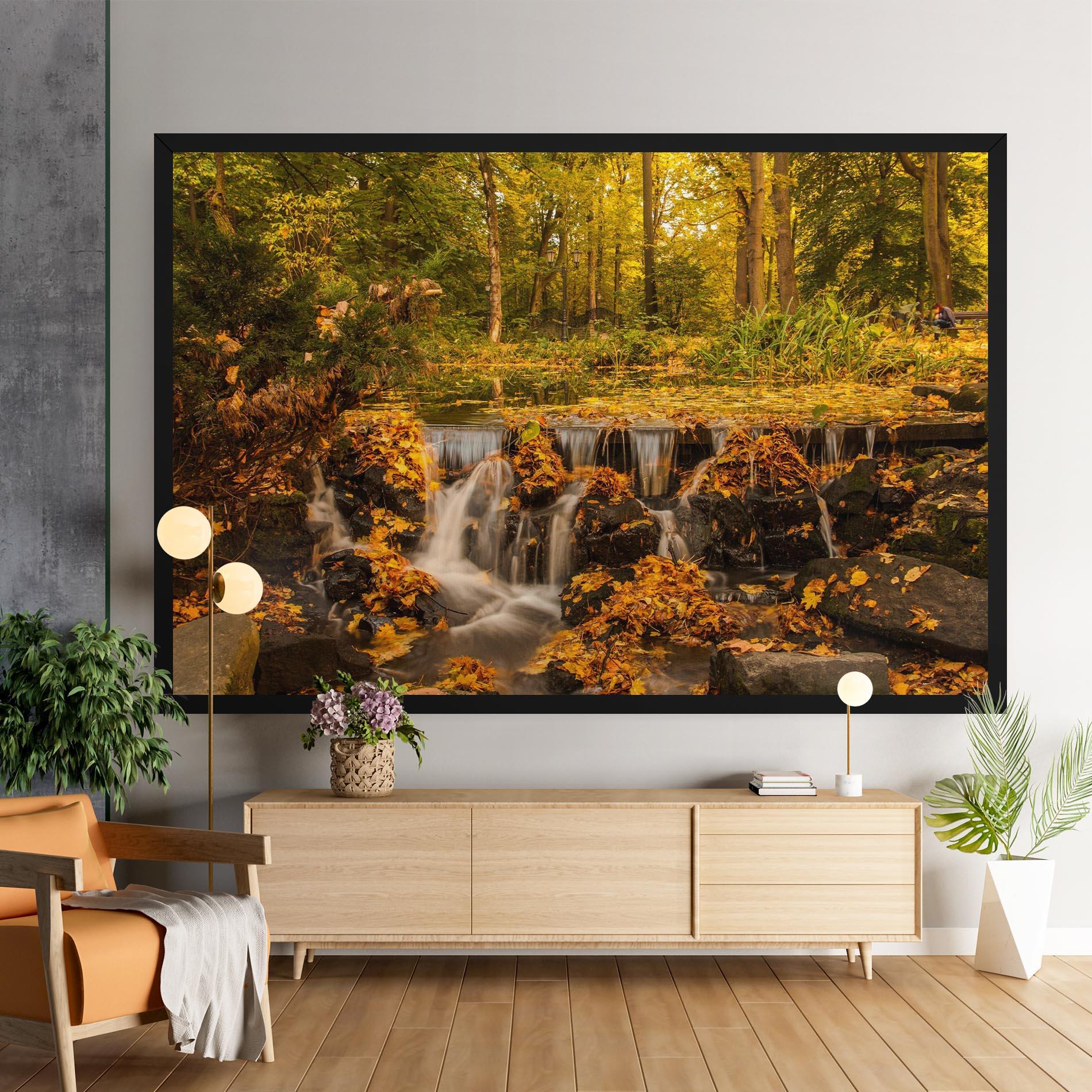 Leinwandbild Autumn Waterfall mockup 9