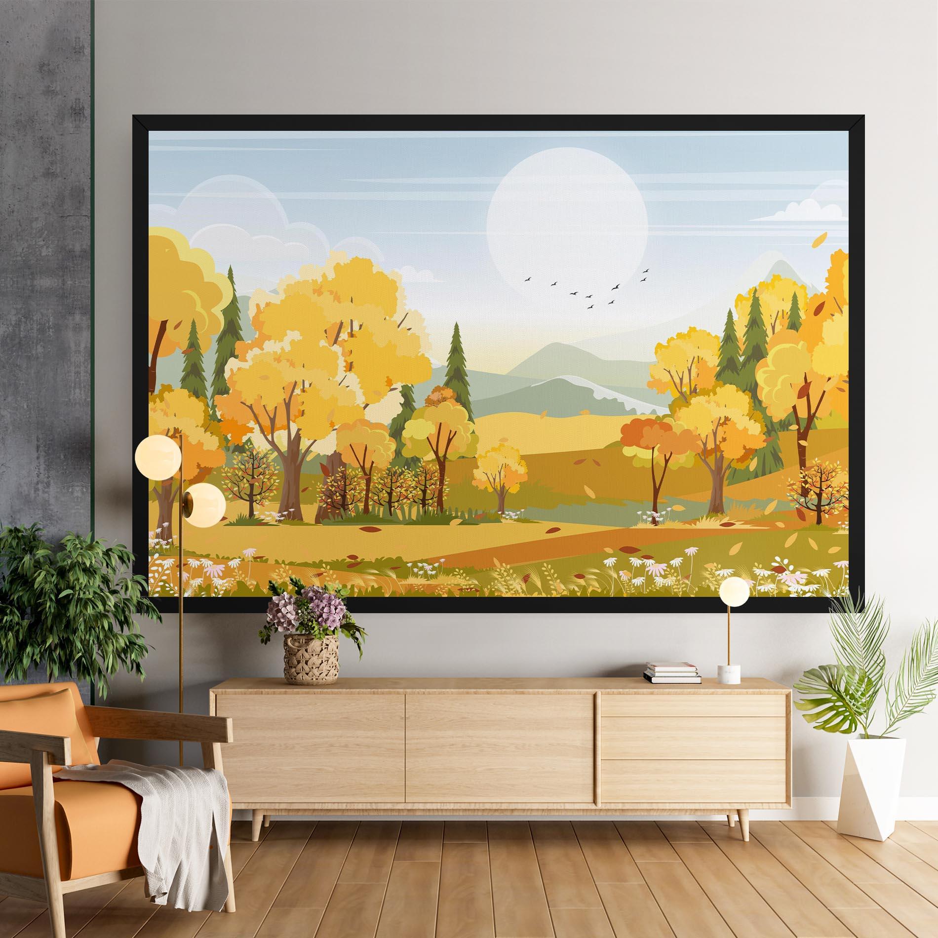 Leinwandbild Autumn Yellow View mockup 9