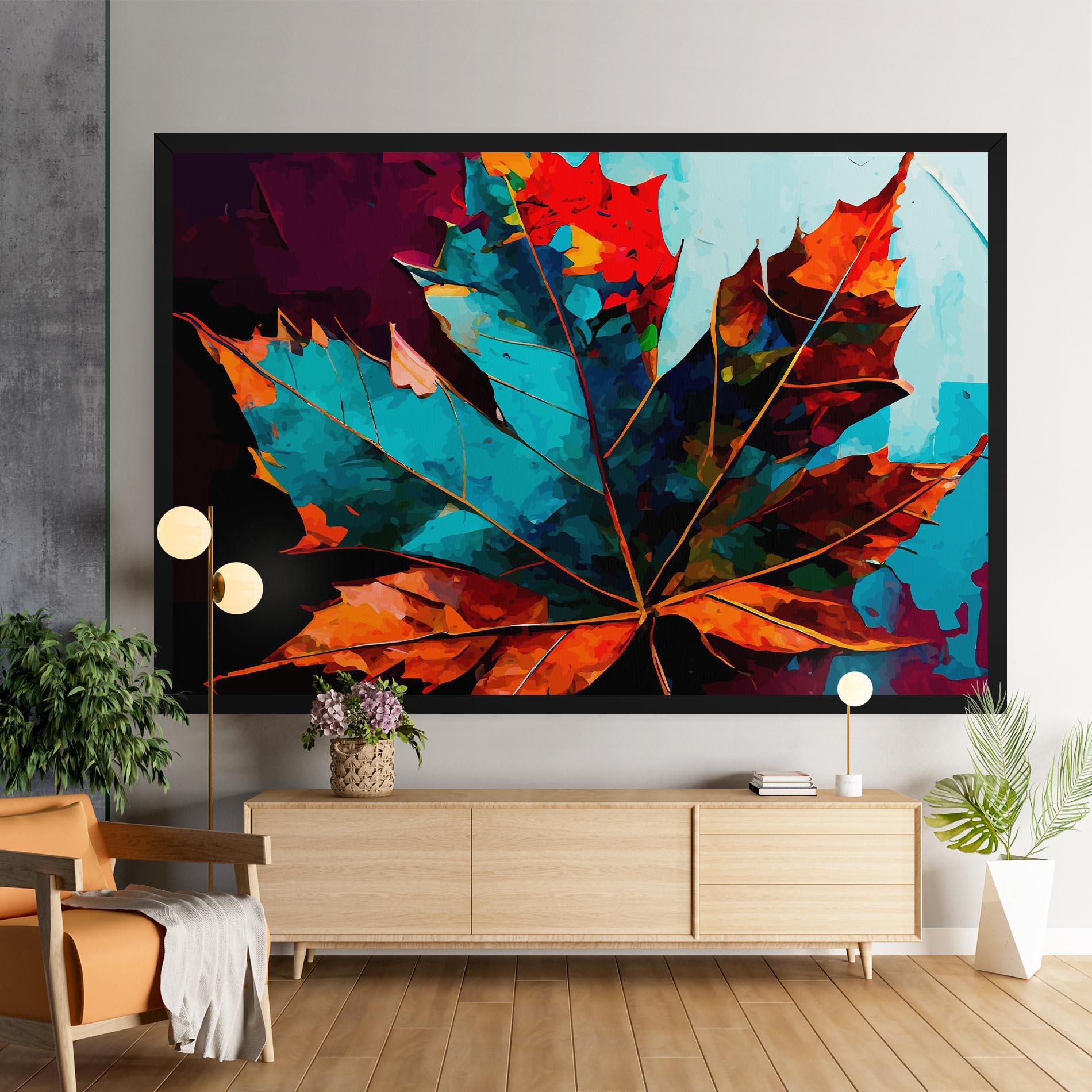 Leinwandbild Blue Orange Leaf mockup 9