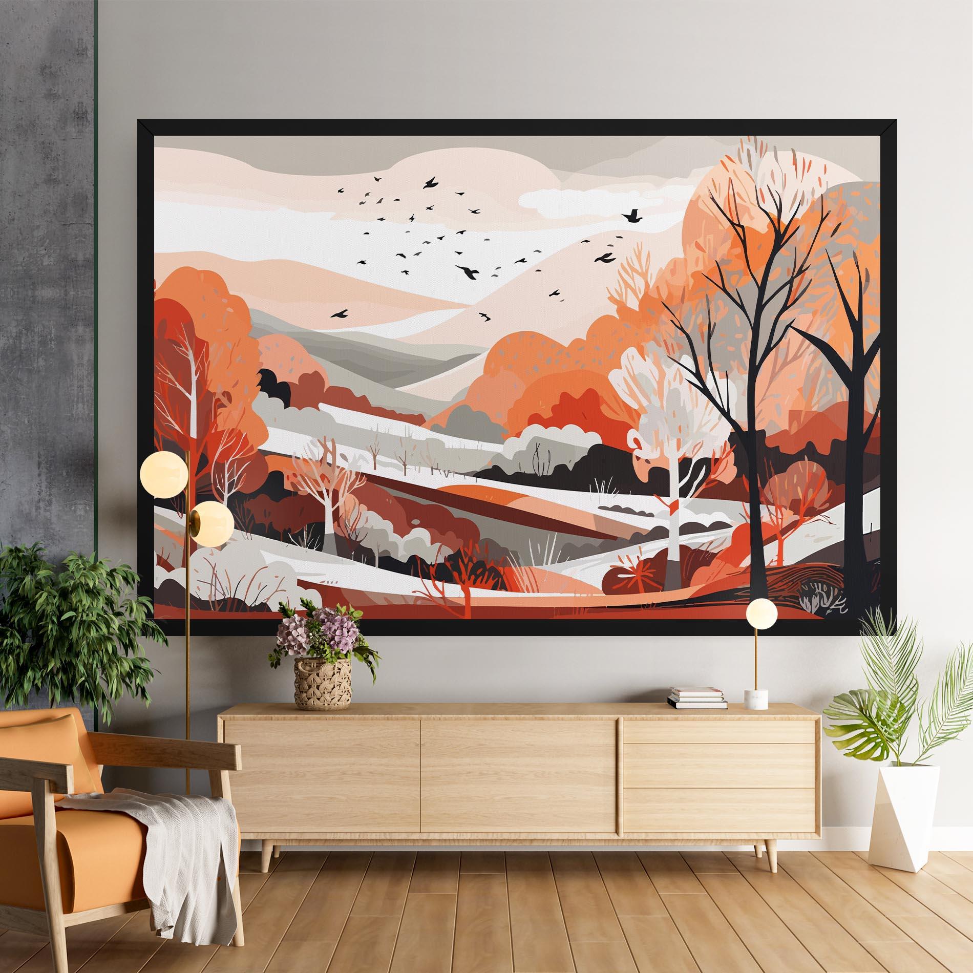 Leinwandbild Grey Orange Autumn mockup 9