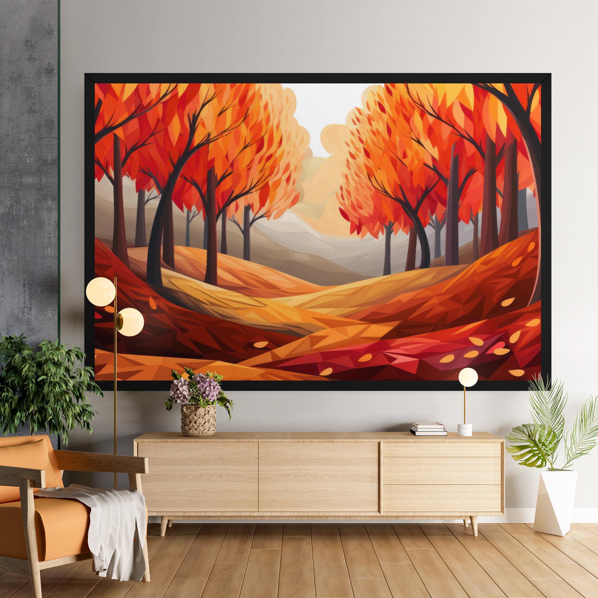 Leinwandbild Red Trees Art mockup 9