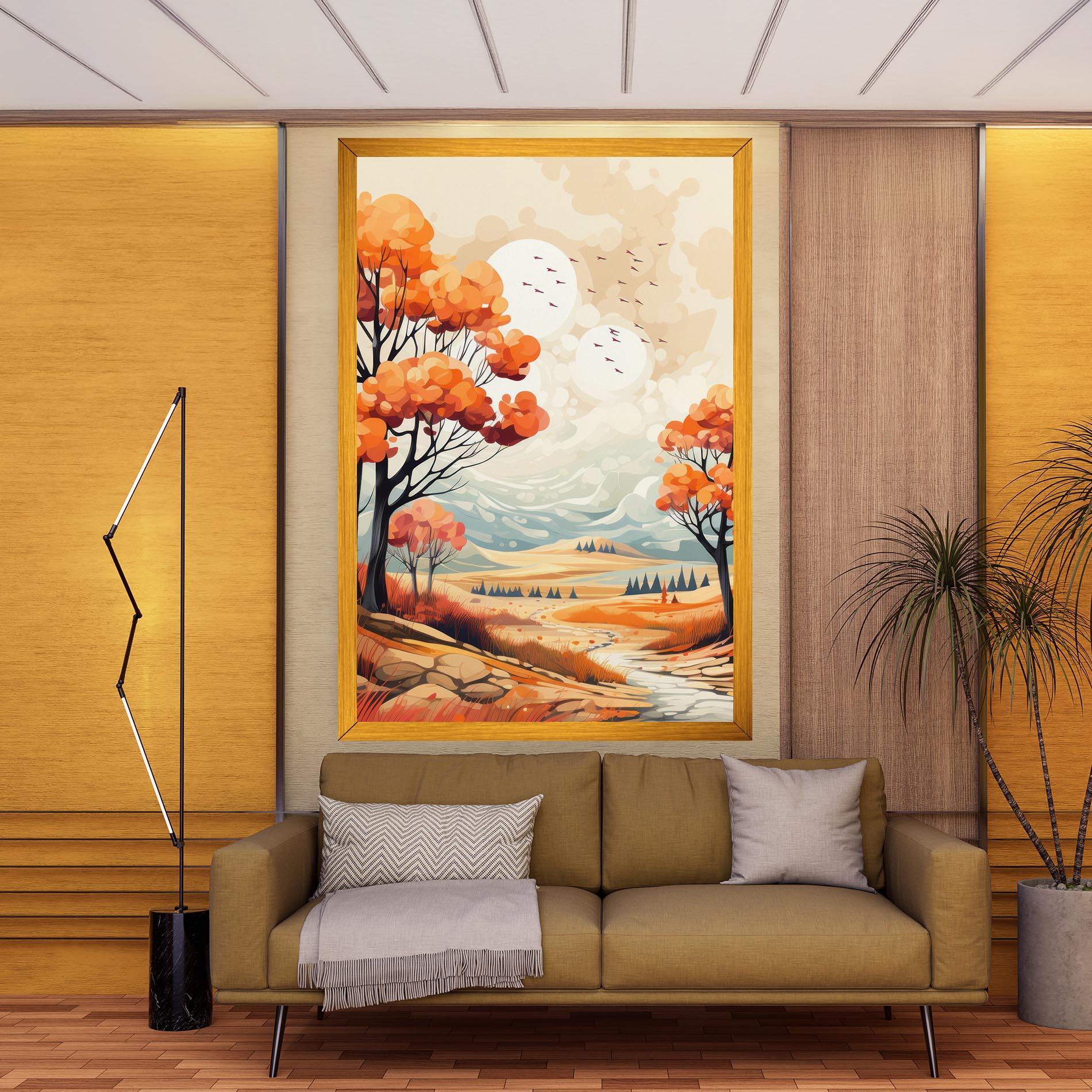 Leinwandbild Autumn Tree Painting mockup 9