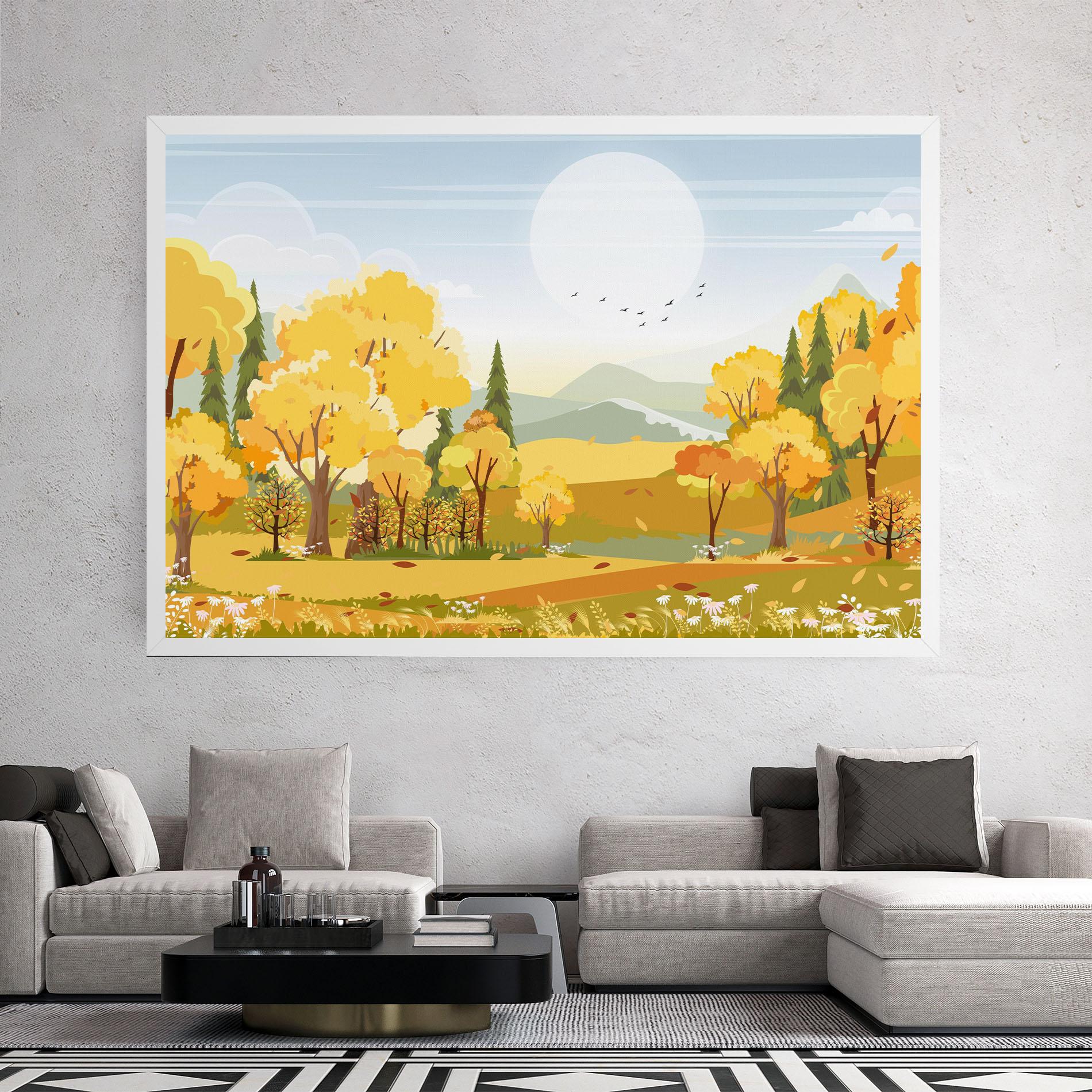 Leinwandbild Autumn Yellow View mockup 2