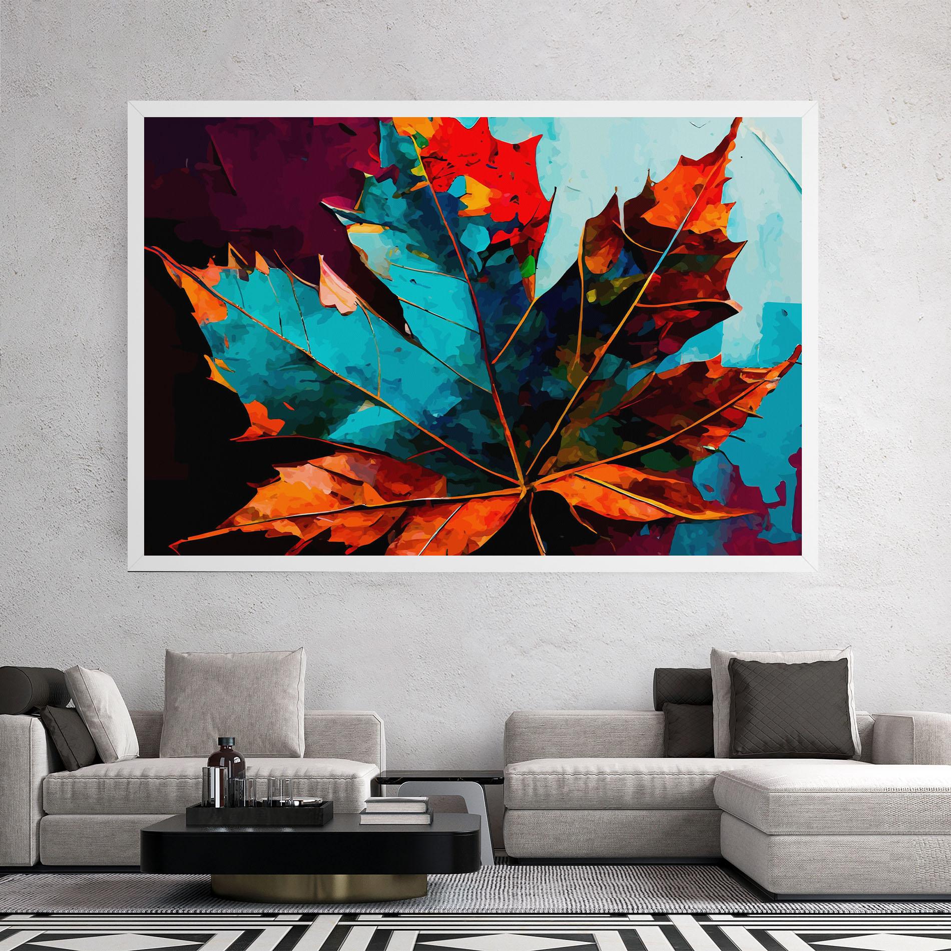 Leinwandbild Blue Orange Leaf mockup 2