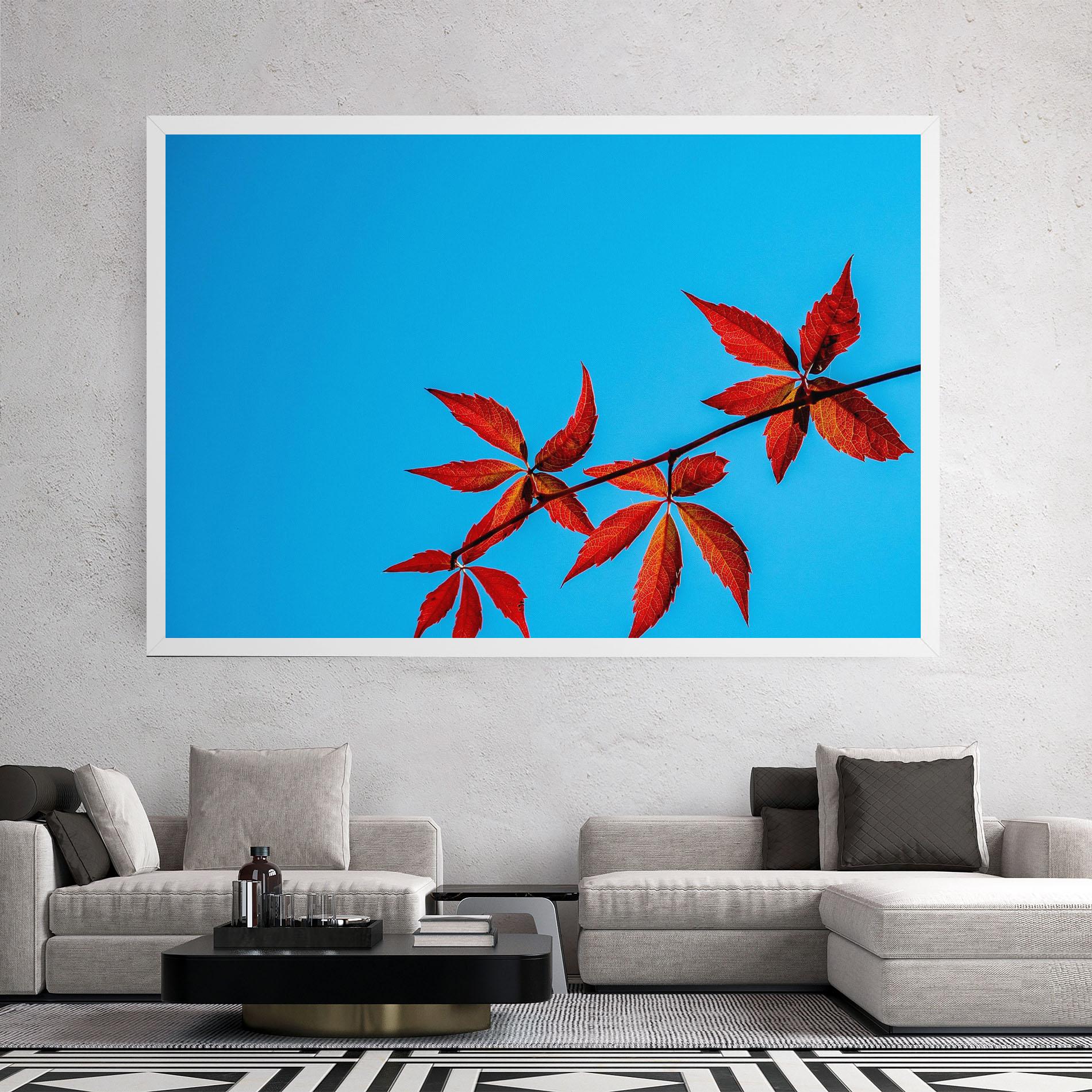 Leinwandbild Red Small Leaves mockup 2