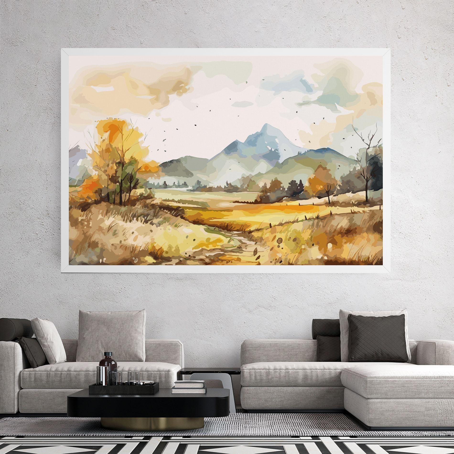 Leinwandbild Yellow Blue Autumn mockup 2