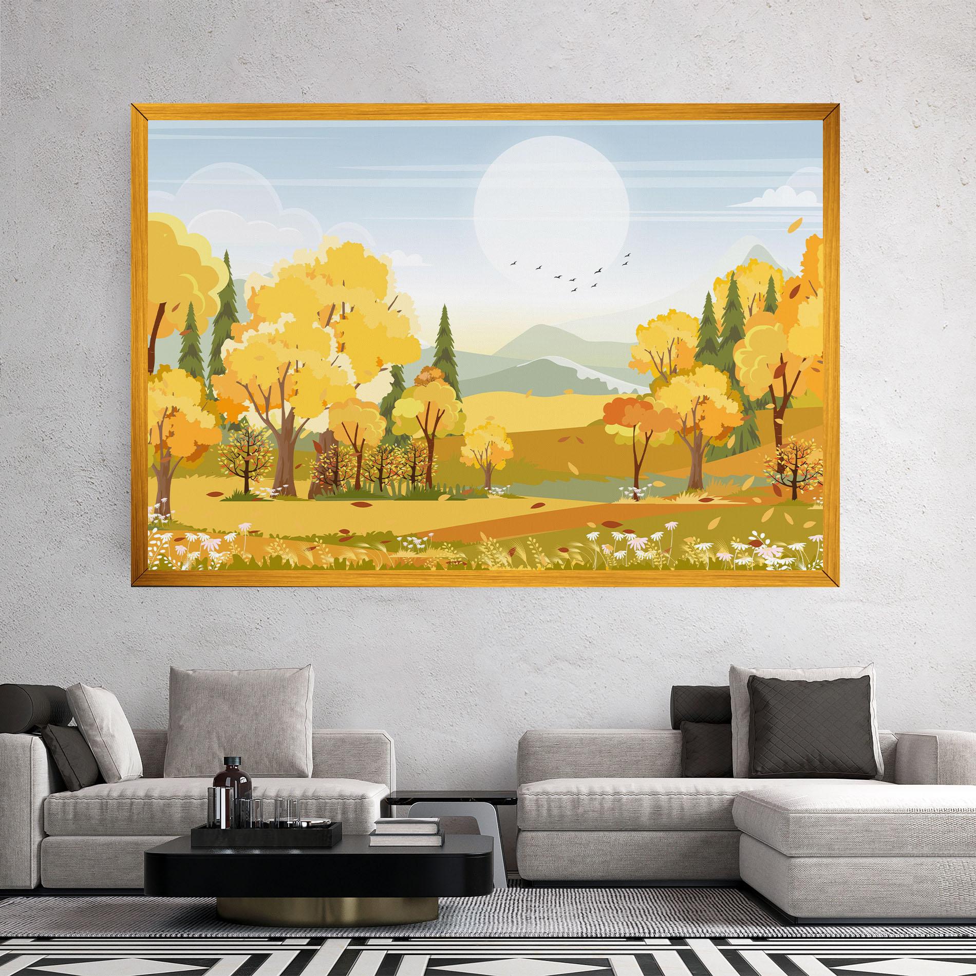 Leinwandbild Autumn Yellow View mockup 2